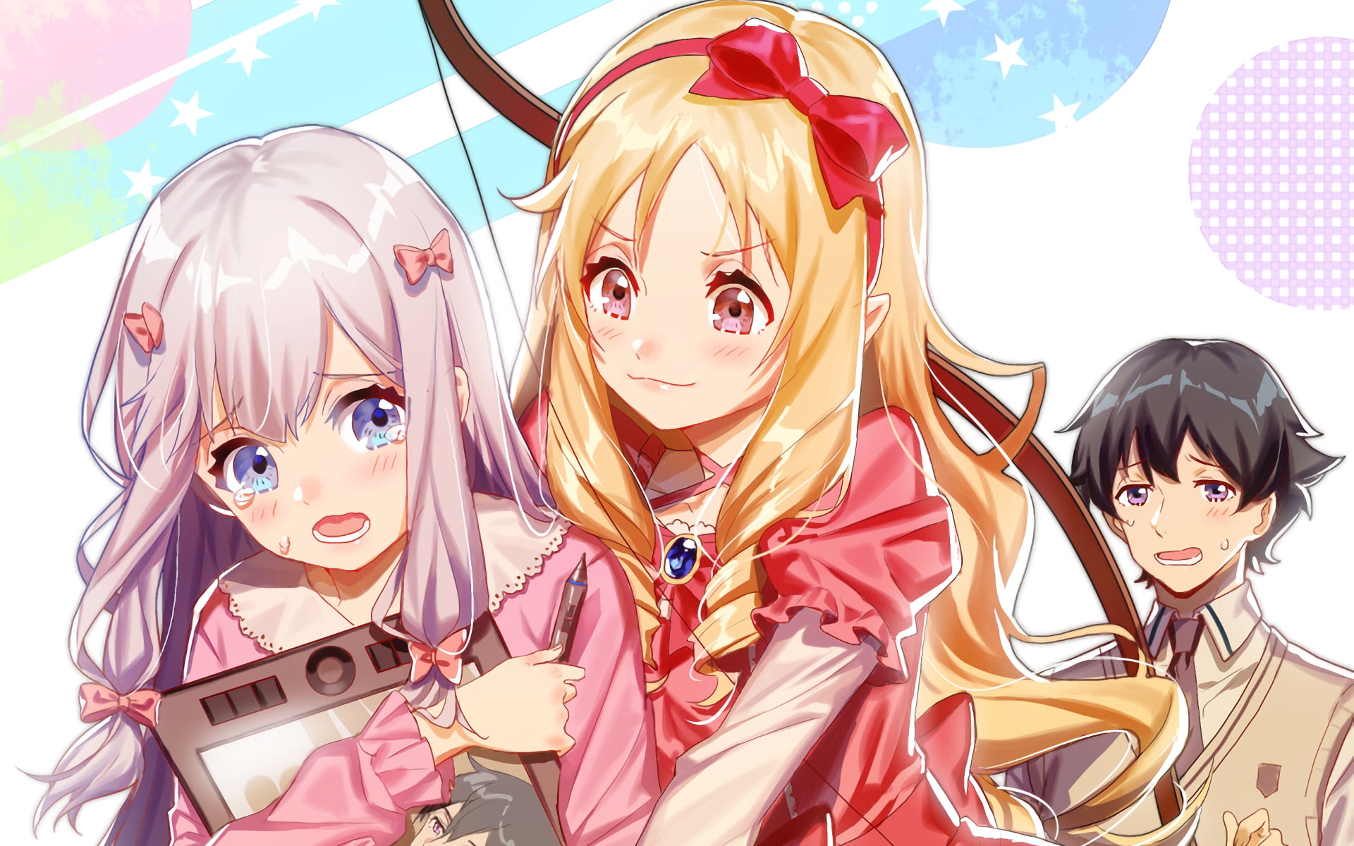 multi colored, women, Izumi Sagiri, female, headshot, portrait, 1080P, childhood, leisure activity, looking at camera, lifestyles, digital, Izumi Masamune, HD Wallpaper