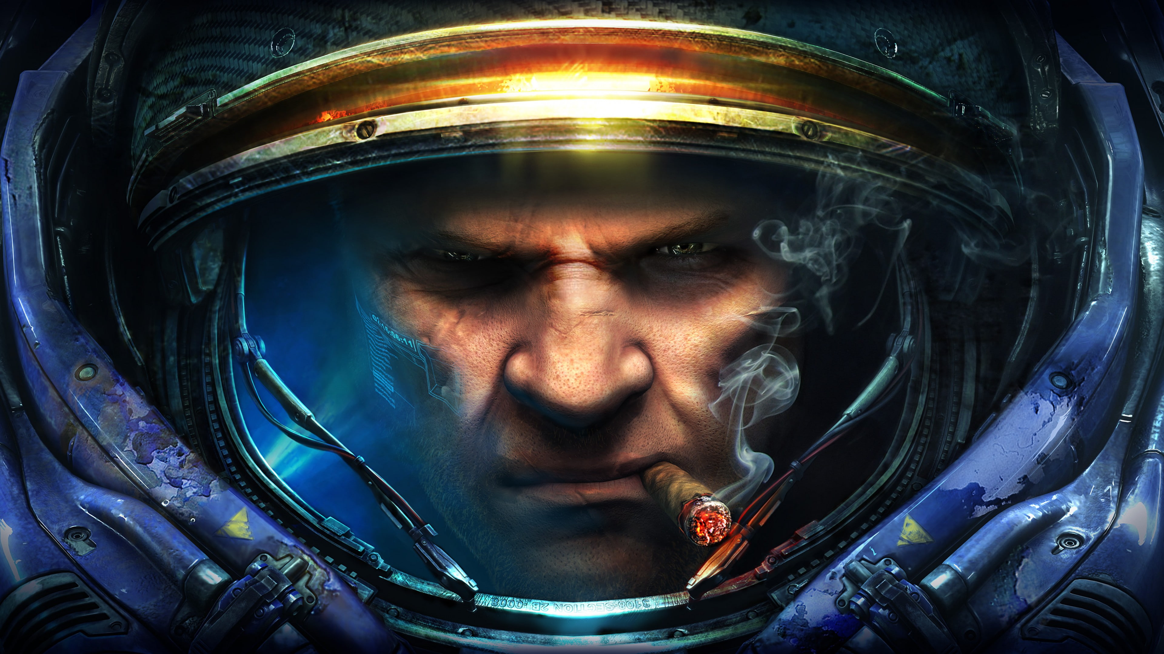 scuba, male, PC, wearing, sci-fi, Starcraft 2: Wings of Liberty, diving, Best Game, helmet, 4K, HD Wallpaper