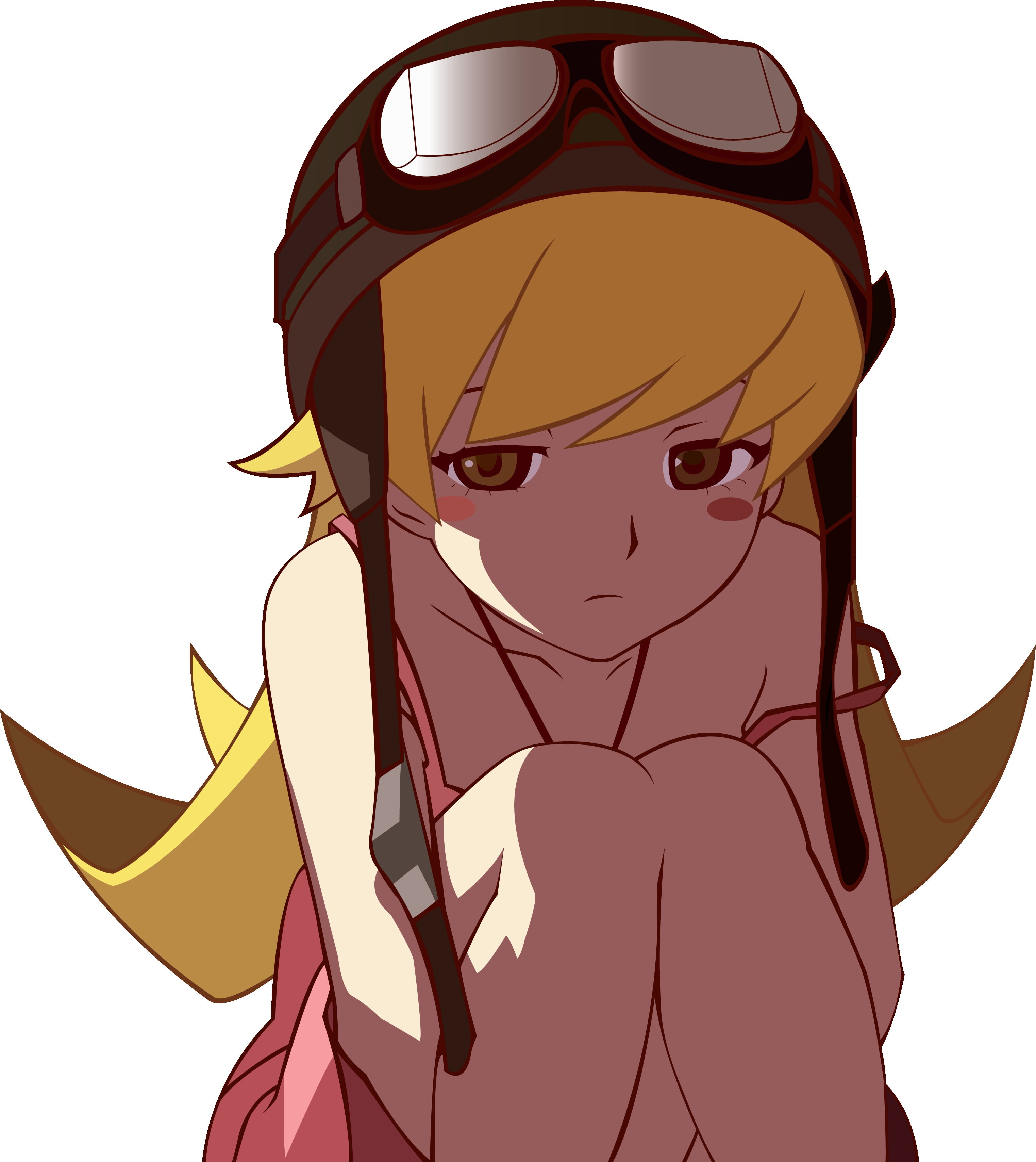 anime girls, women, white background, clothing, outdoors, beautiful woman, Oshino Shinobu, hat, human body part, cut out, one person, adult, Monogatari Series, Phone HD Wallpaper