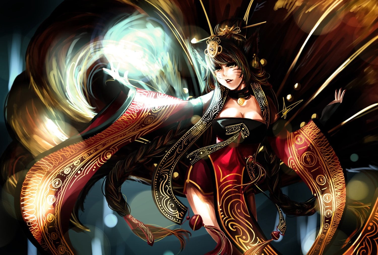 720P, arts culture and entertainment, lifestyles, Ahri, low angle view, sculpture, female, festival, night, amusement park, human representation, HD Wallpaper