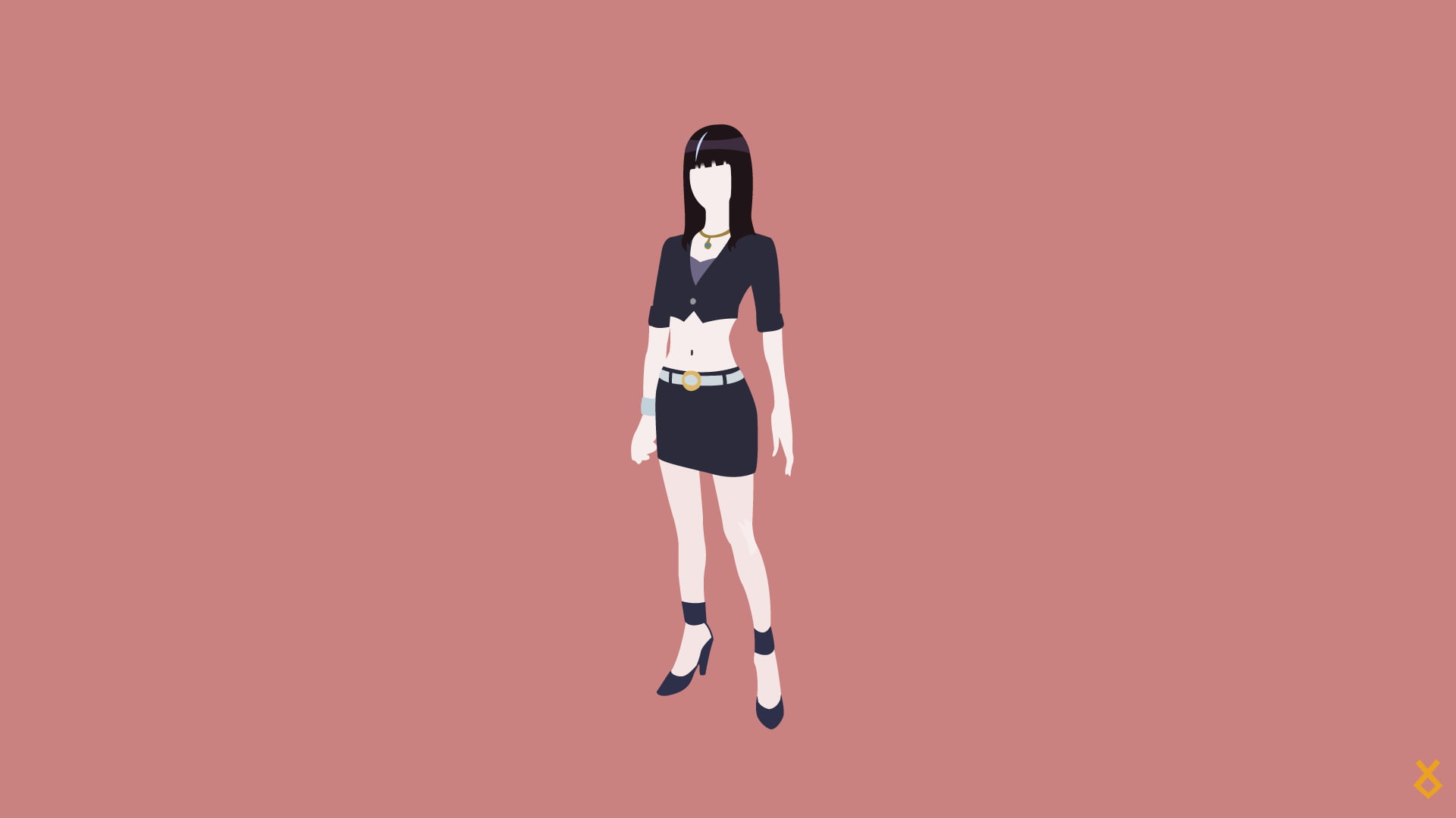 top, Death Parade, anime vectors, one person, purple, lifestyles, adult, shorts, sport, colored background, minimalist, skirt, 1080P, rear view, indoors, HD Wallpaper