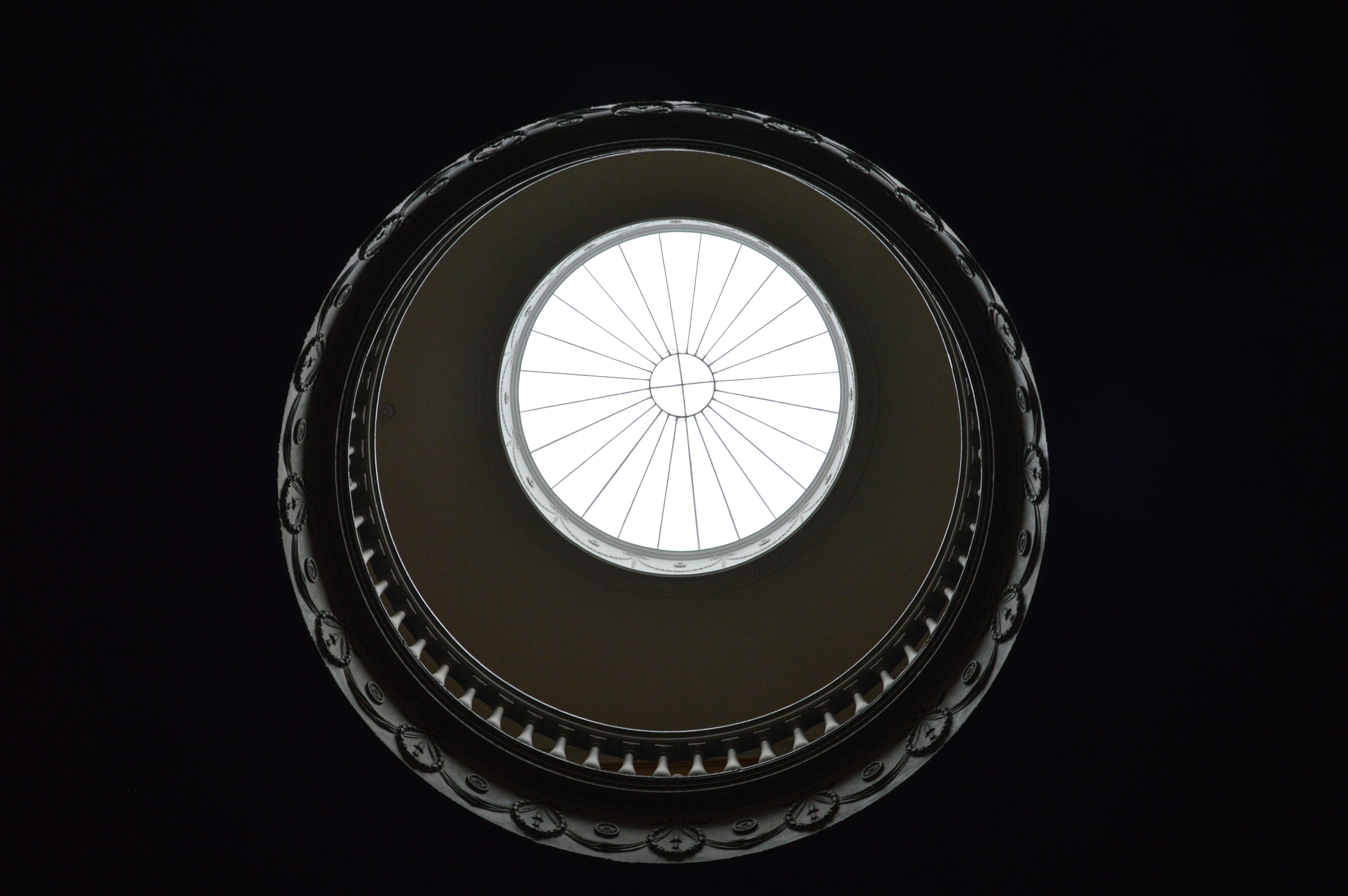 light, speed, patterns, 5K, time, photography, circle, lines, window arch, steel, angle, close-up, architecture, metal, monochrome, high, wheel, architectural, HD Wallpaper