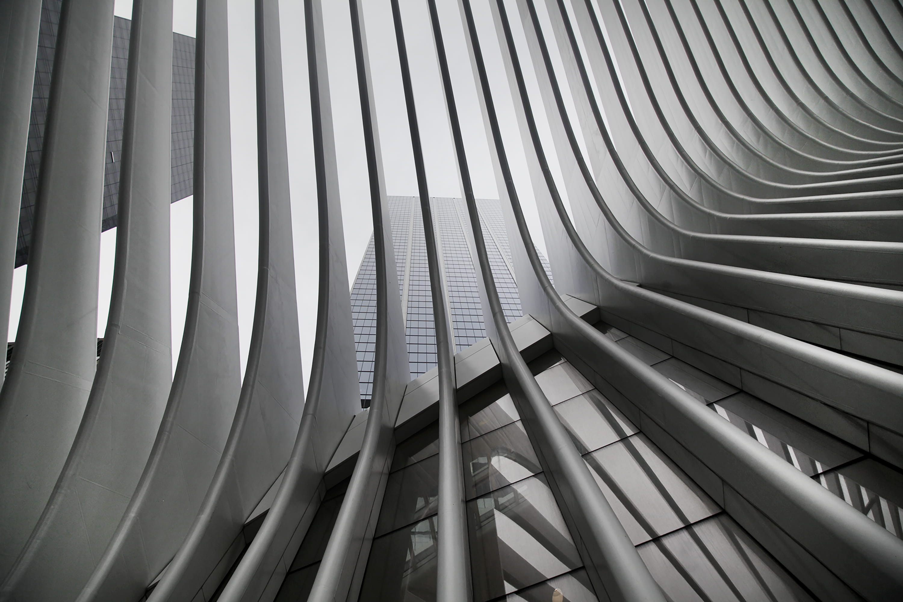 steel, united states, architecture, curve, metal, day, pipe - tube, pattern, building, oculus, alloy, abstract, architectural feature, new york, close-up, HD Wallpaper