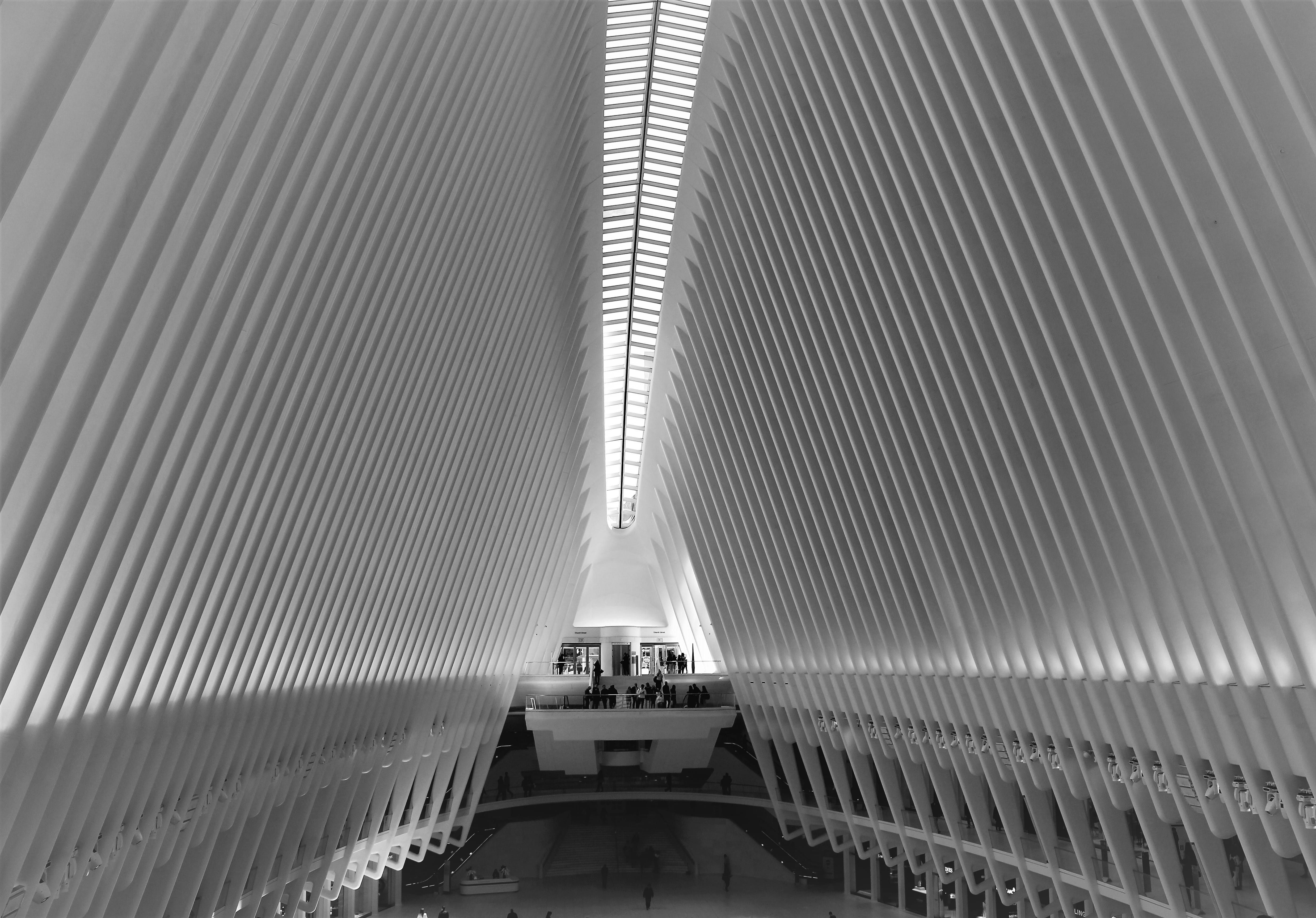 4K, city, travel destinations, no people, new york, travel, built structure, indoors, low angle view, futuristic, metal, technology, illuminated, light, HD Wallpaper