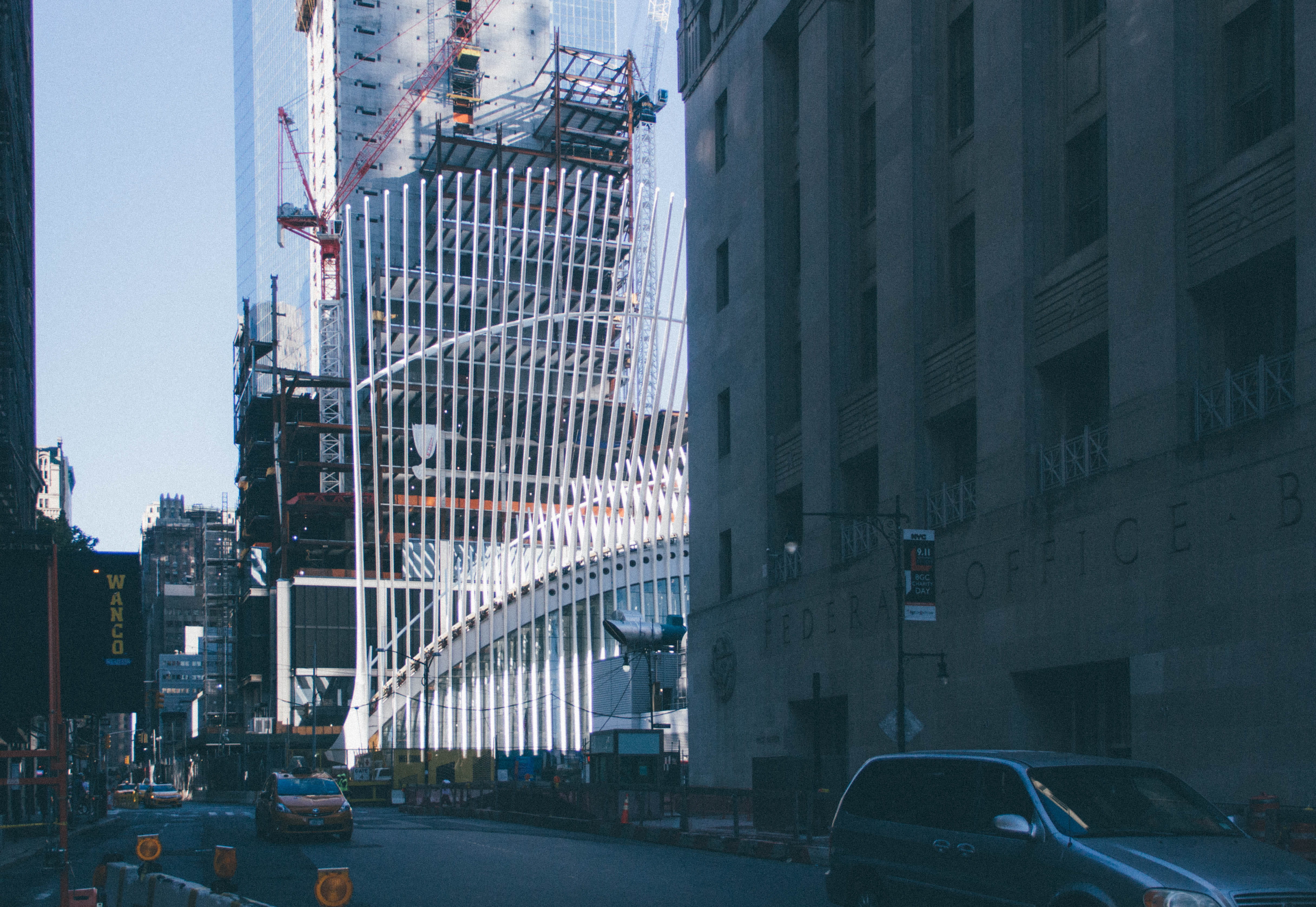 bridge, skyscraper, built structure, world trade center, building exterior, new york, incidental people, travel, modern, city life, architecture, land vehicle, HD Wallpaper