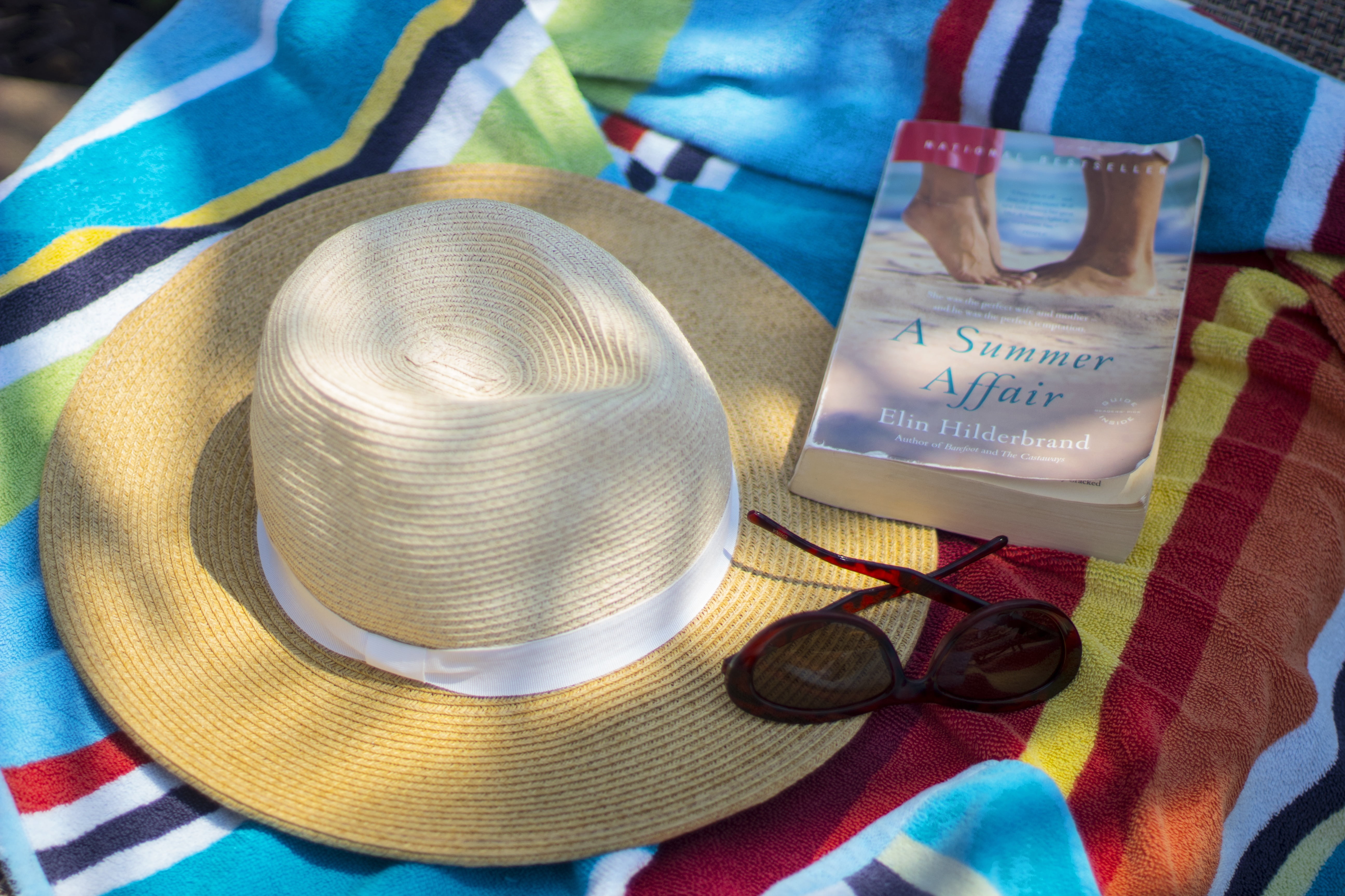 text, communication, relaxing, textile, ocean, family vacation, book, shore, no people, coast, table, sunhat, water, close-up, 5K, western script, happiness, HD Wallpaper