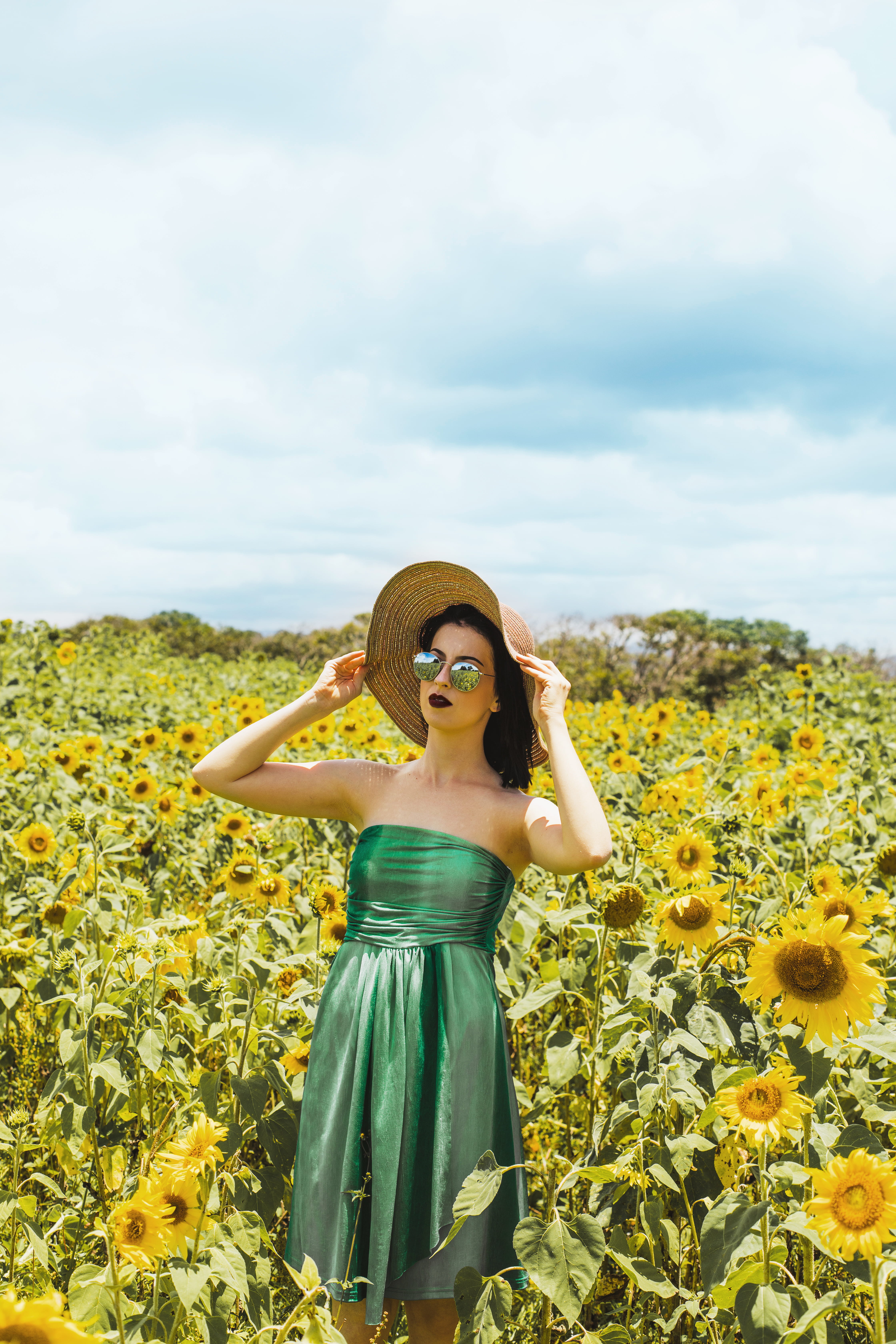 one person, sunflower field, fashion, women, field, nature, young women, beautiful, woman, land, standing, young adult, meadow, beauty in nature, flower, Phone HD Wallpaper