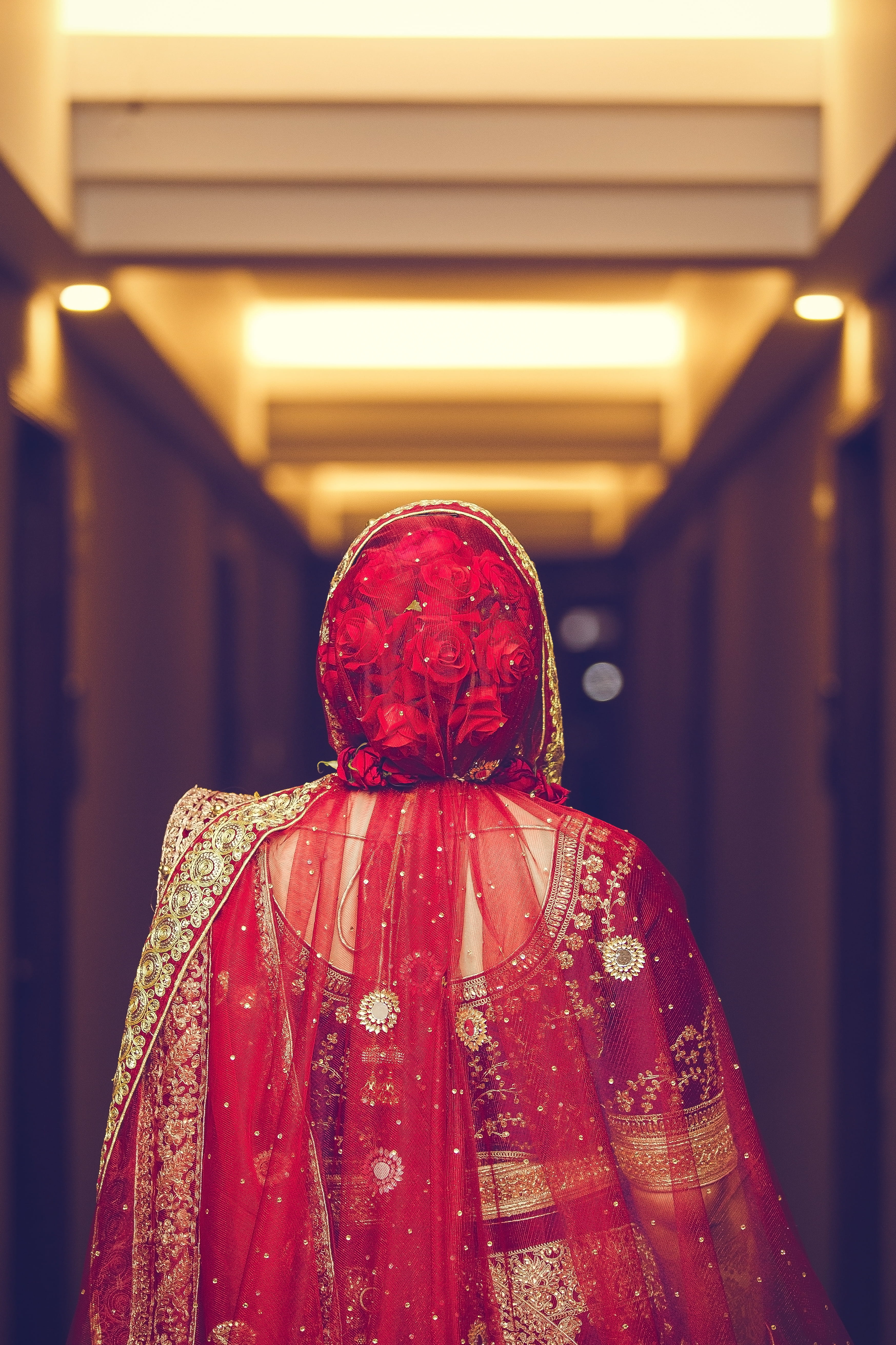 traditional, gold, bride, fashion, religion, real people, woman, style, clothing, veil, hijab, costume, wedding, person, traditional wear, flowers, female, Phone HD Wallpaper