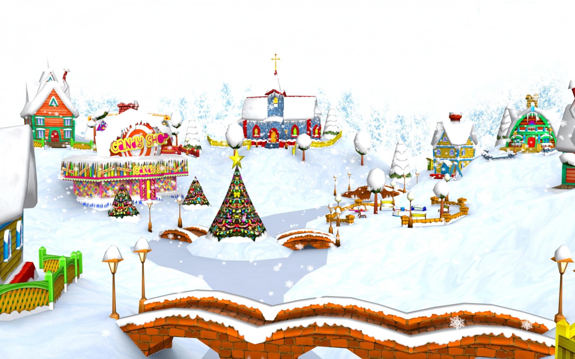 abstract, merry, whimsical, christmas, 3d and abstract, 1080P, HD Wallpaper