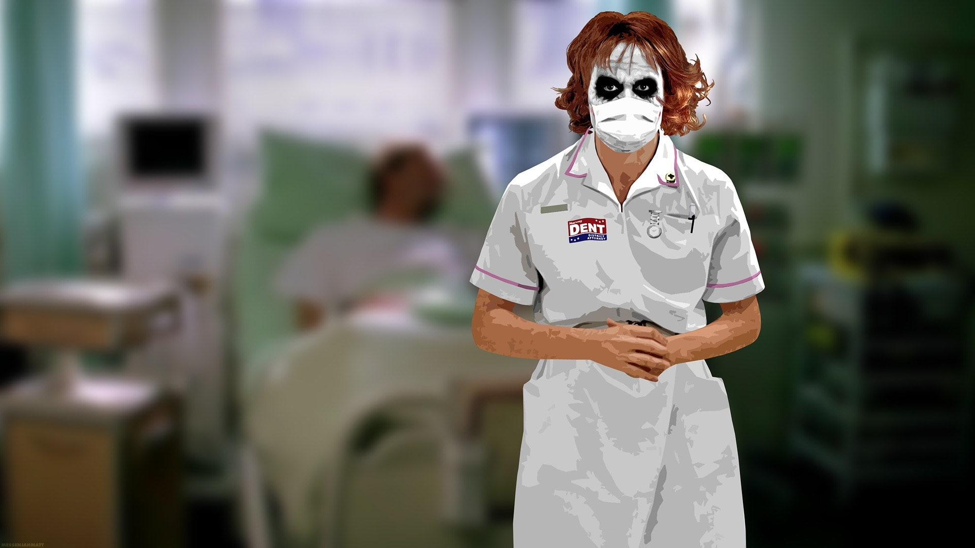 the dark knight, occupation, 1080P, looking at camera, protection, mid adult, uniform, surgical mask, indoors, front view, protective mask - workwear, HD Wallpaper