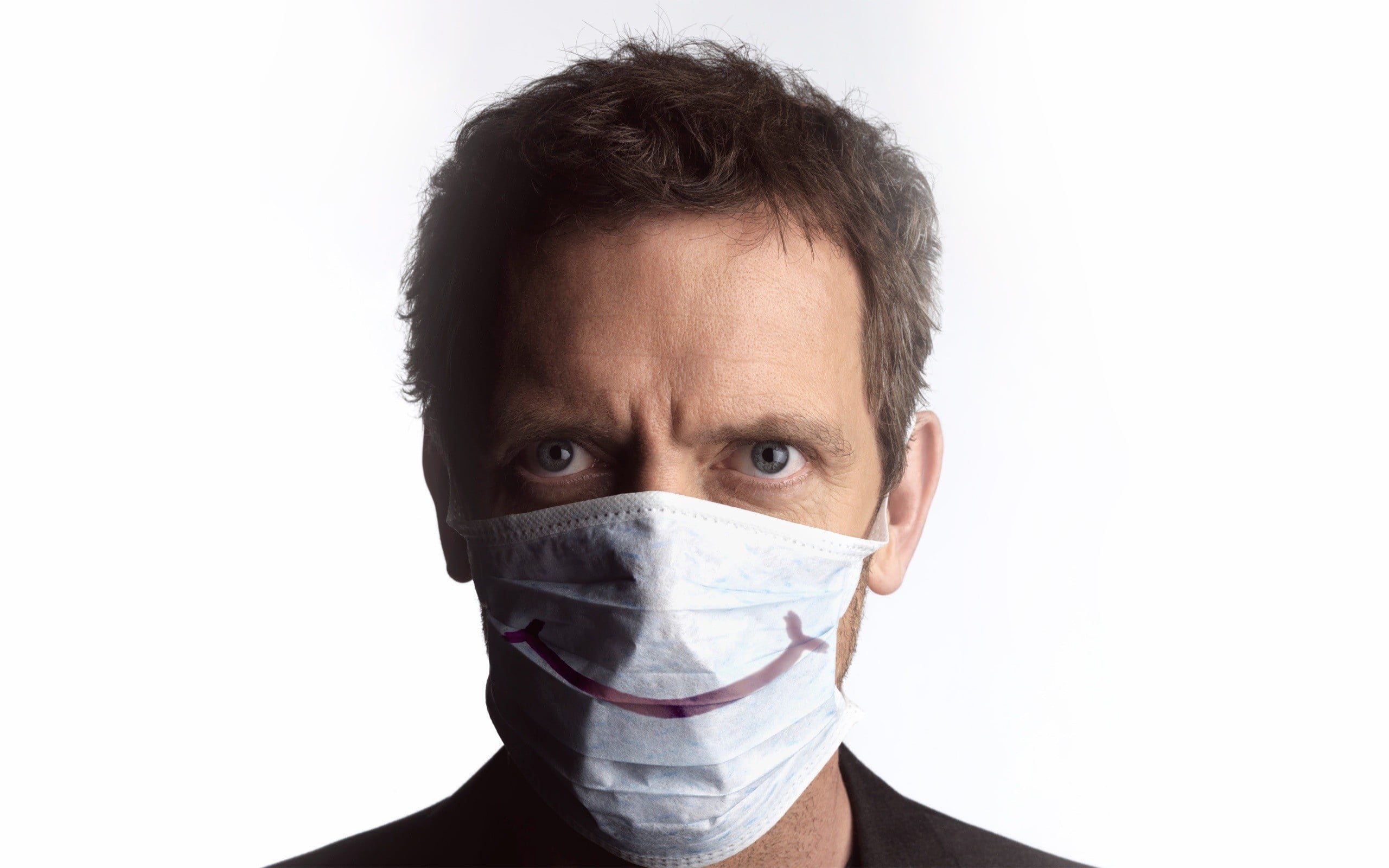healthcare and medicine, house, body part, surgical mask, human face, one person, copy space, doctor, looking at camera, men, studio shot, 2K, white background, HD Wallpaper