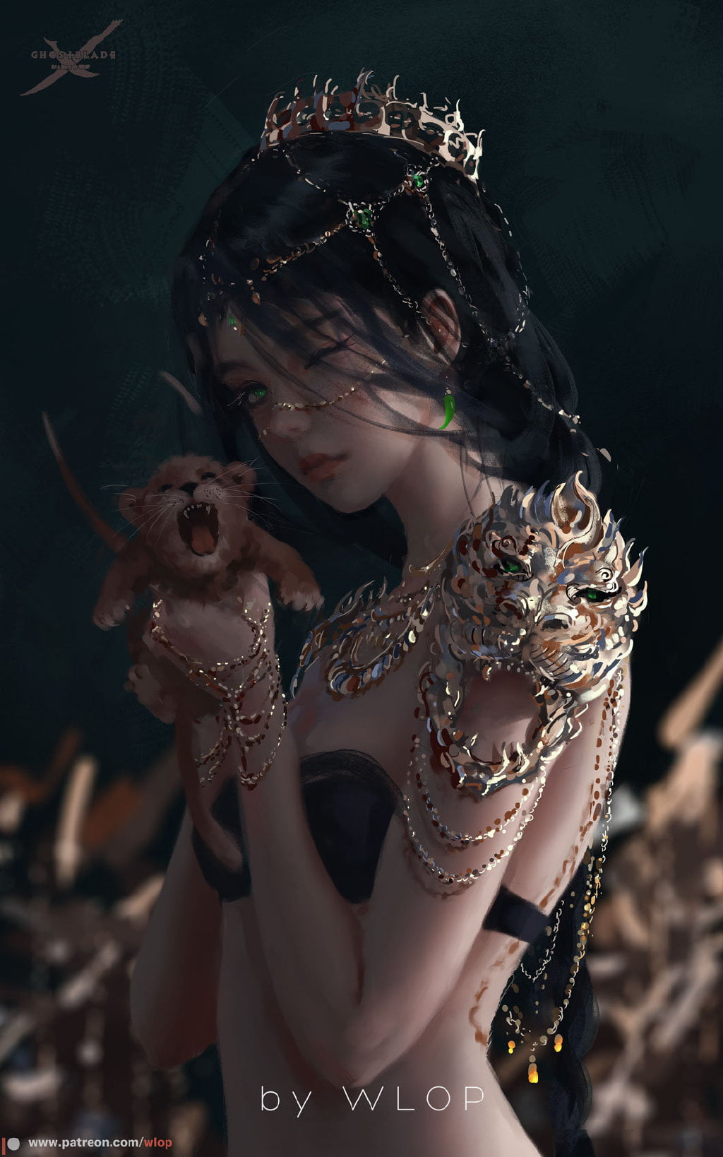 girl in armor, fantasy girl, 720P, woman crying, women, WLOP, anime girls, 过期科技, Phone HD Wallpaper