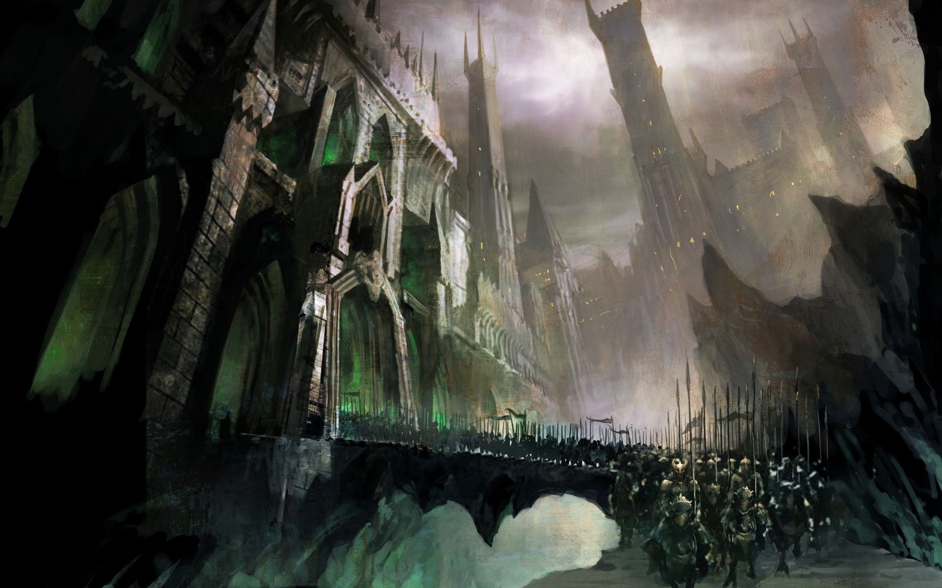 1080P, riders, Souls of Zill Oll, weapons, bridge, fortress, army, castle, horse, Trinity, art, HD Wallpaper
