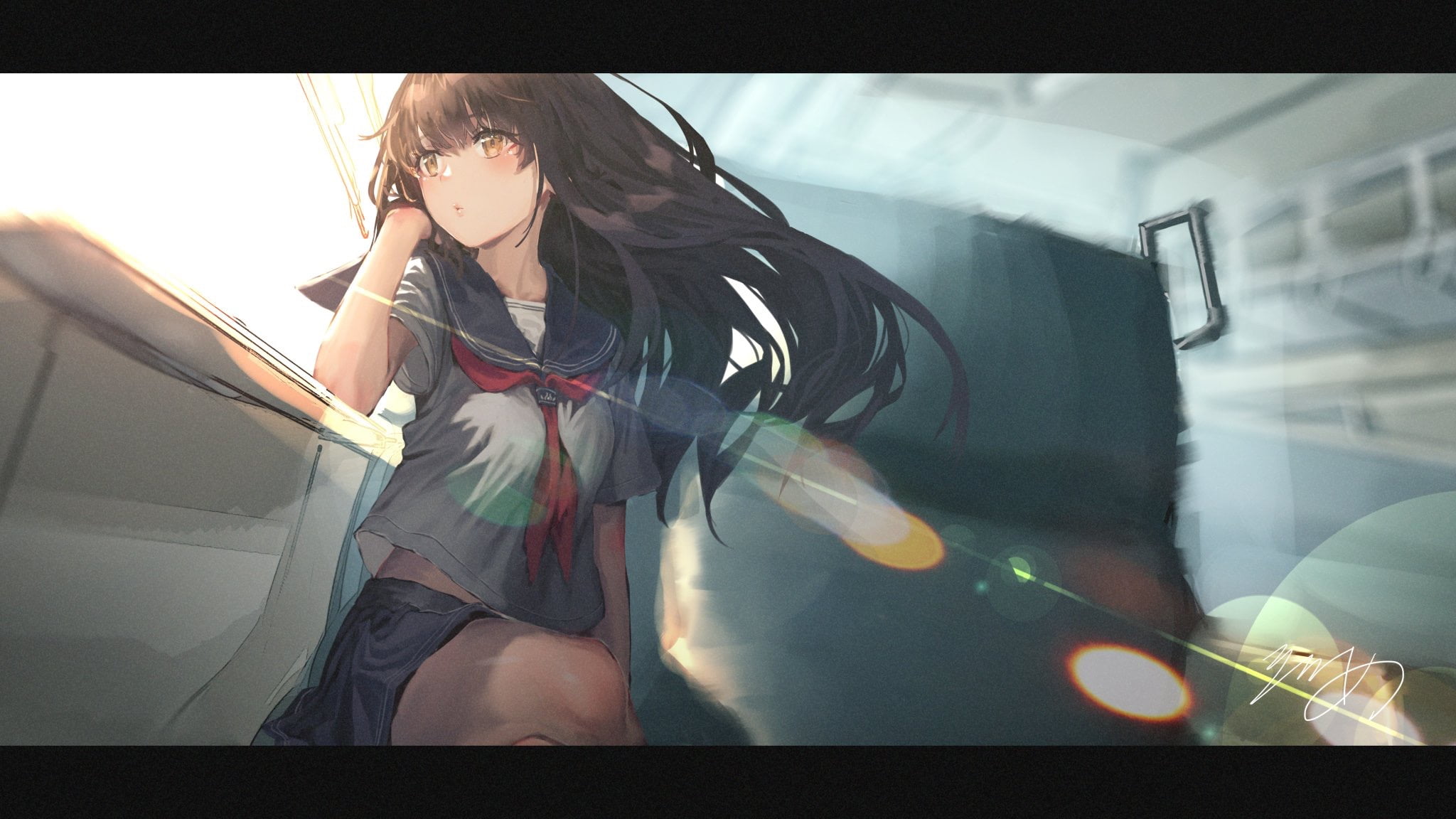 original characters, anime girls, Rolua Noa, 1080P, school uniform, anime, HD Wallpaper