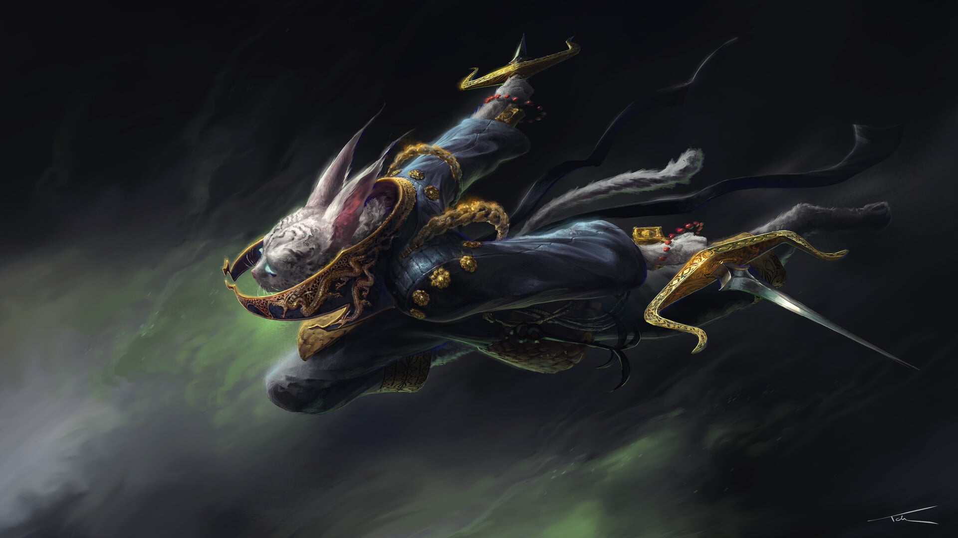 artwork, Thomas Chamberlain - Keen, digital art, yokai, 1080P, fantasy art, HD Wallpaper