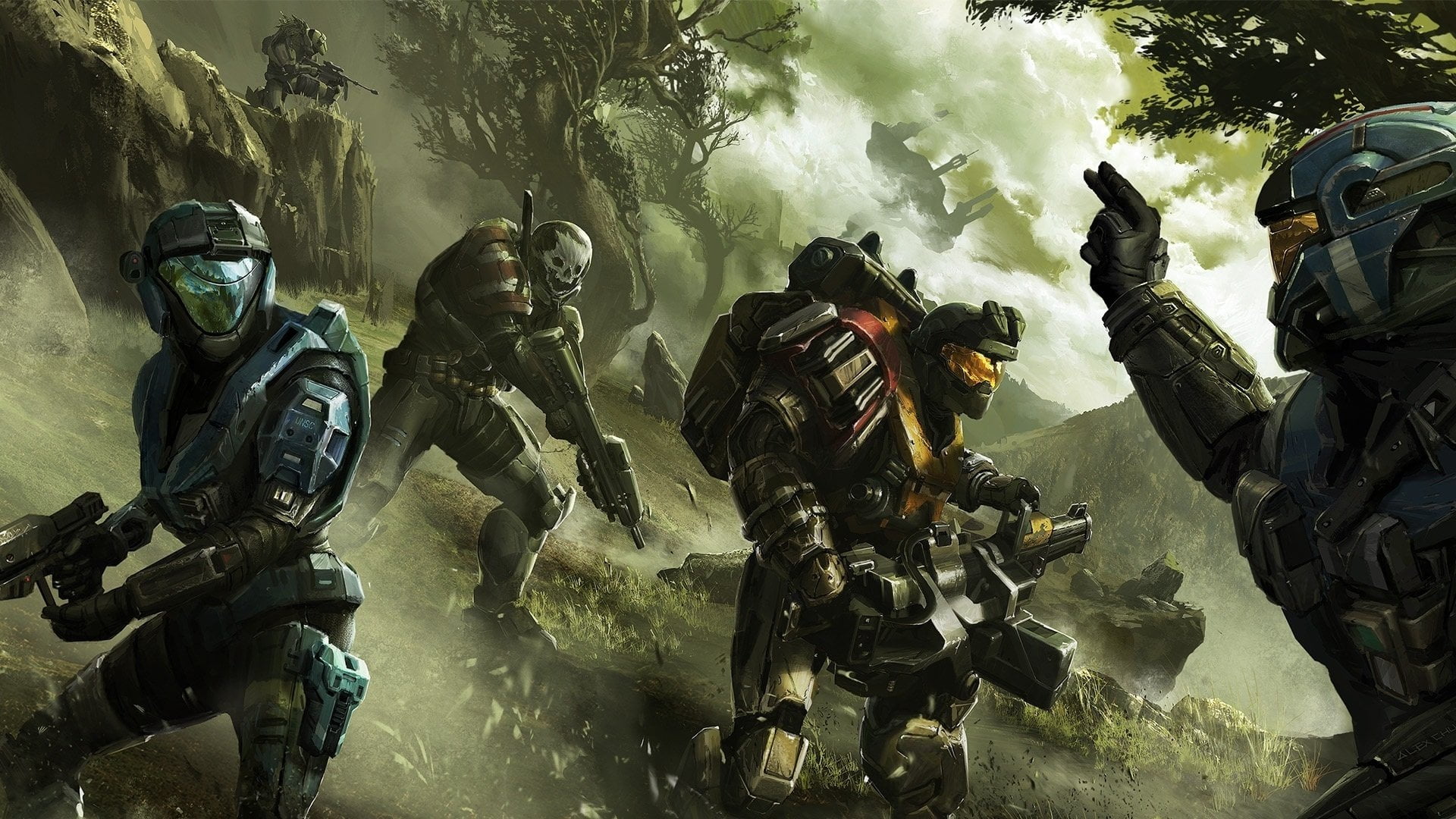 Spartans (Halo), Spartan Carter, sniper rifle, Halo, science fiction, video games, assault rifle, Spartan Jorge, Reach, video game art, futuristic armor, HD Wallpaper