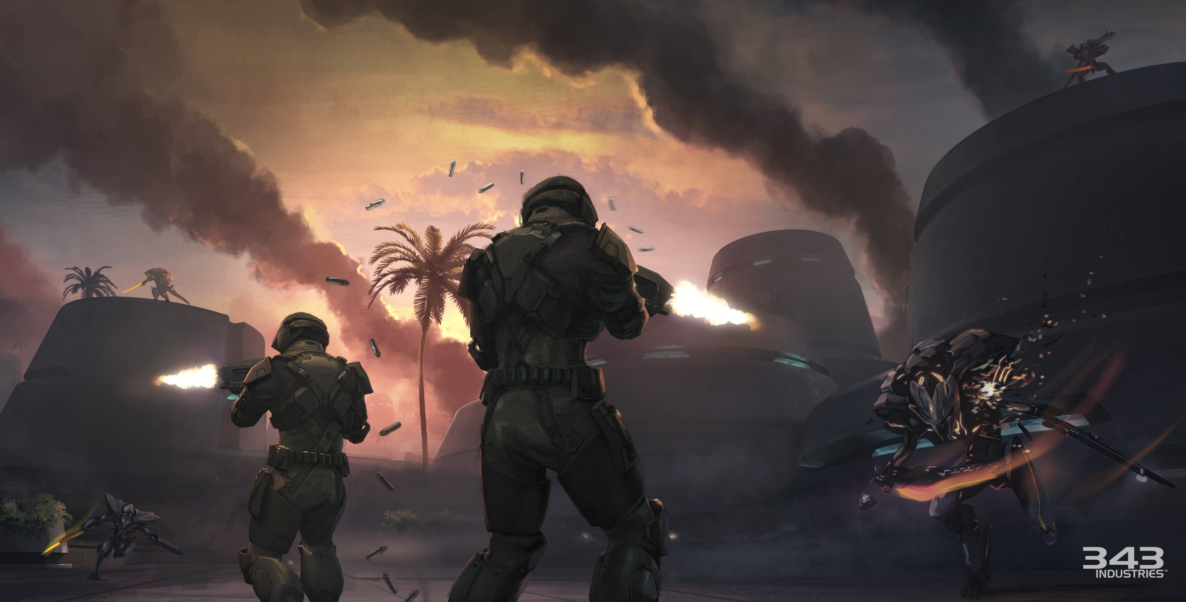 Promethean, digital art, soldier, battle, assault rifle, Halo: Spartan Strike, Forerunner, video games, Halo, science fiction, in-game, sword, 4K, marines, HD Wallpaper
