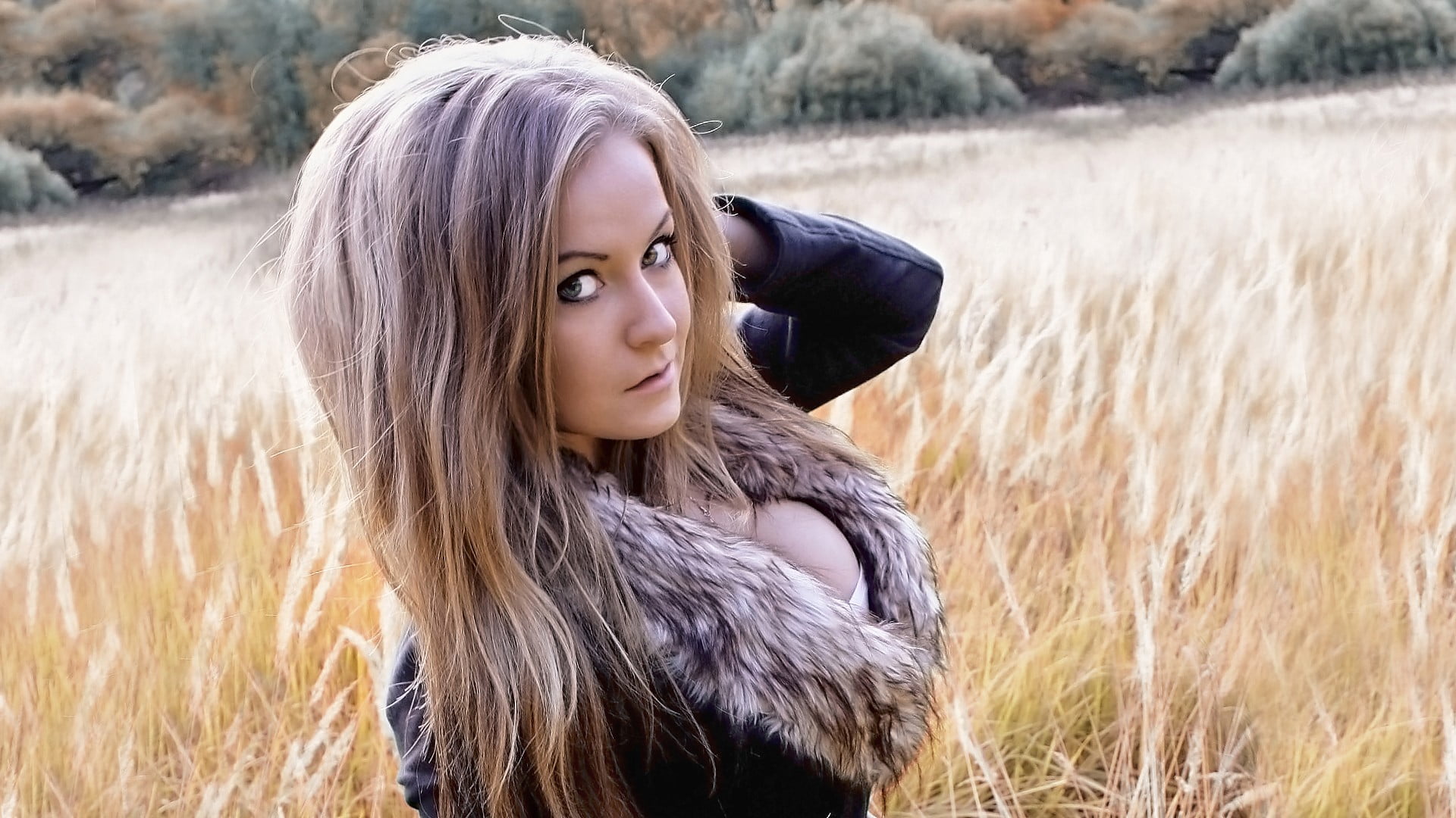 grass, Sonya Temnikova, field, long hair, hairstyle, beautiful woman, leisure activity, land, outdoors, teenager, young women, young adult, portrait, hair, HD Wallpaper