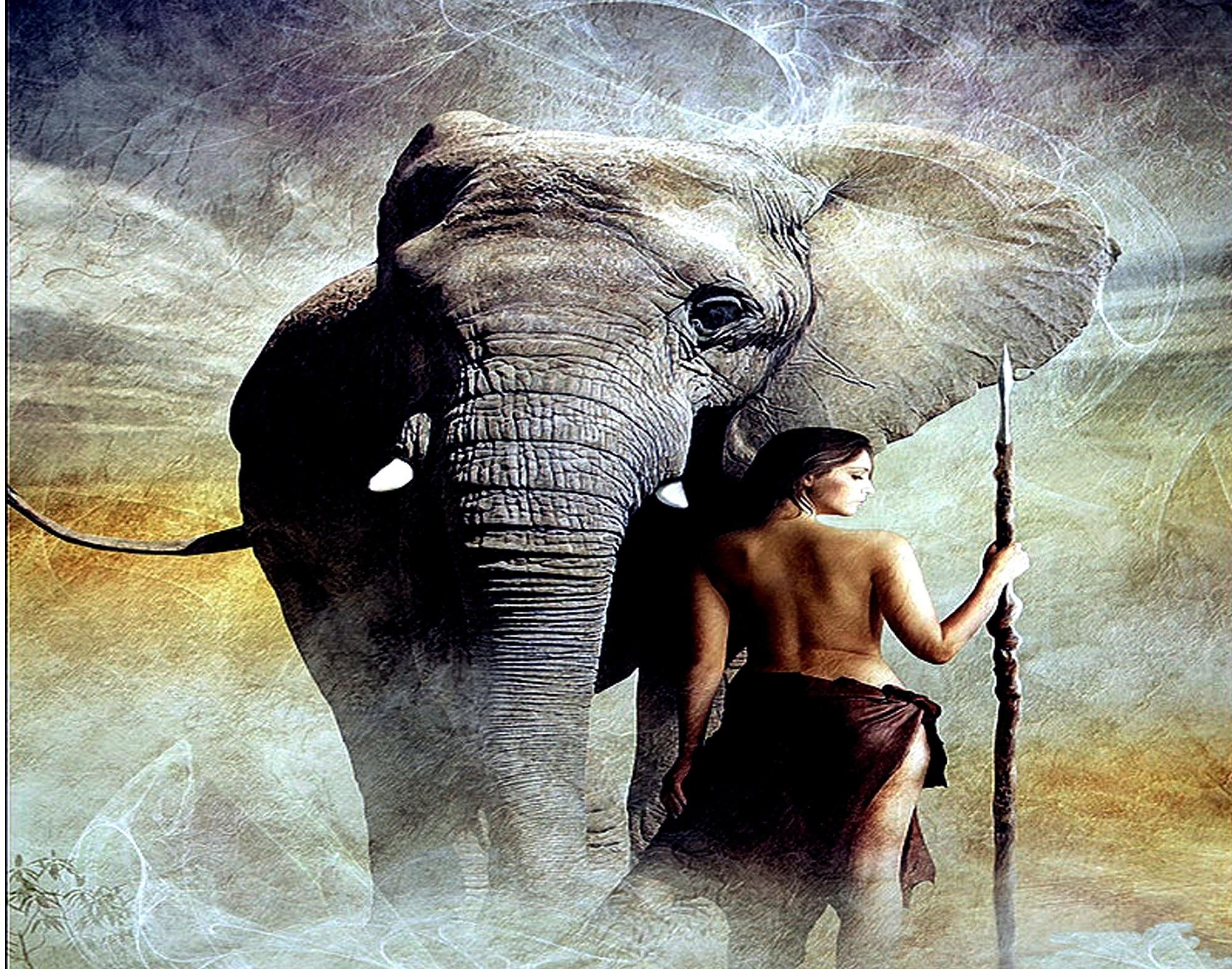plains, bond, sonya, magical, 1080P, 3d and abstract, africa, elephant, magic, HD Wallpaper