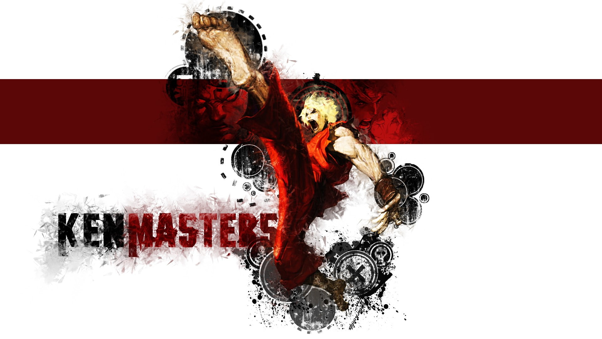 close-up, Ken Masters, digital composite, 1080P, fire, fire - natural phenomenon, no people, white color, red, white background, blood, sign, copy space, HD Wallpaper