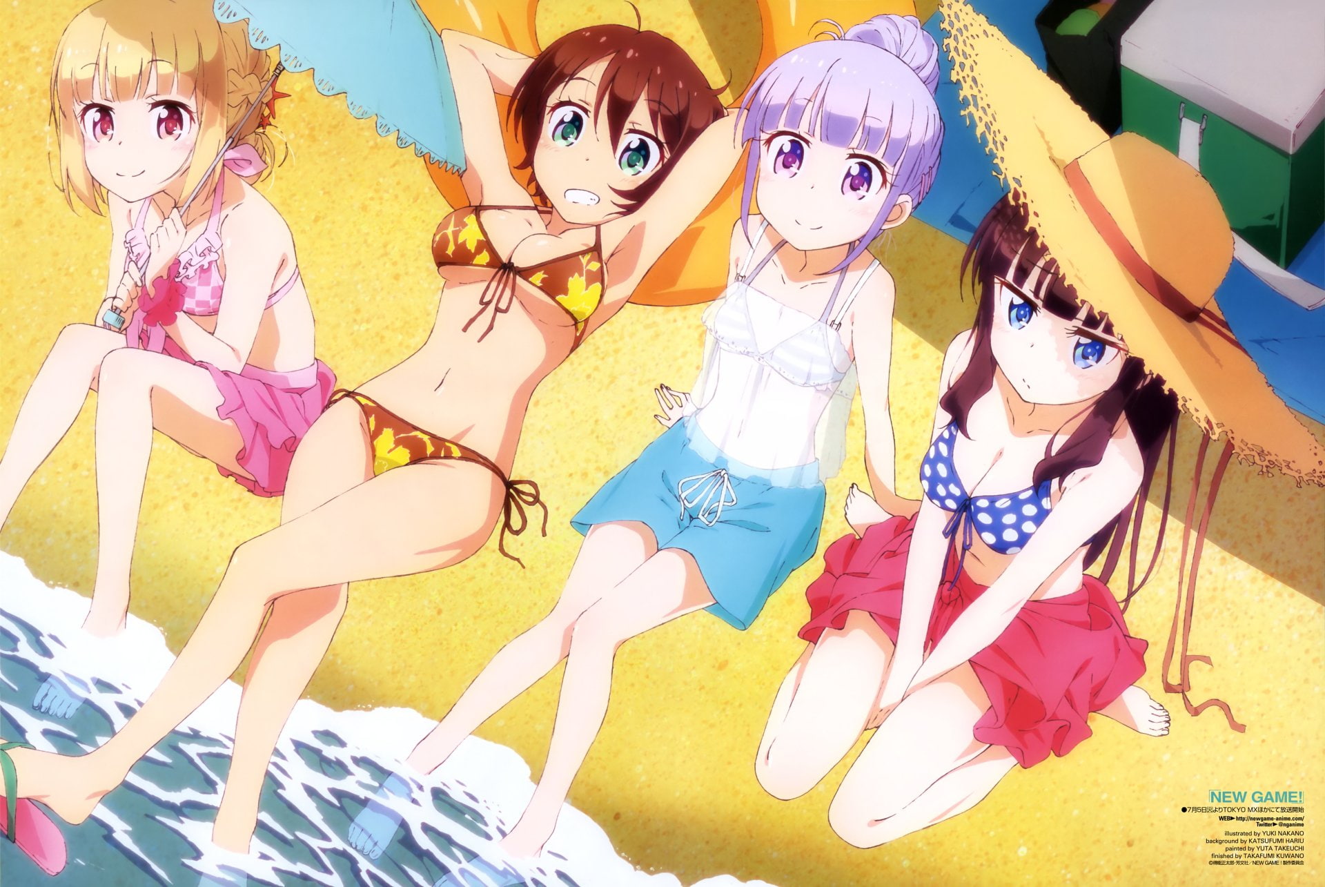 1080P, Hifumi Takimoto, Hajime Shinoda, New Game!, Aoba Suzukaze, Anime, Yun Iijima, HD Wallpaper