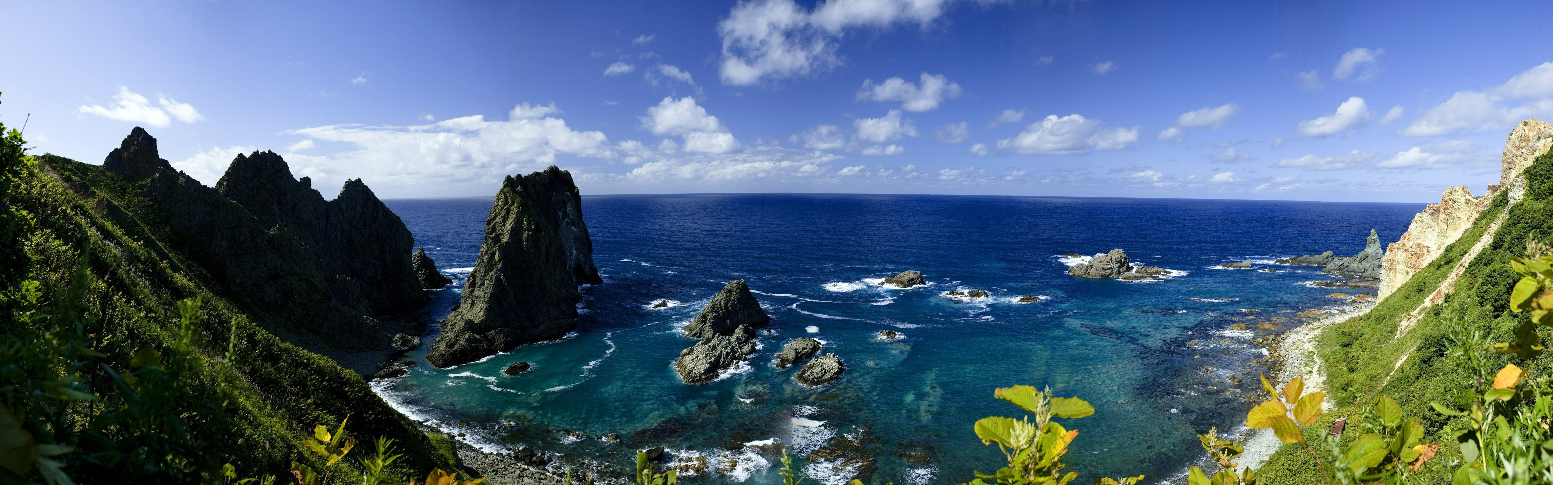 art, hd, skyscapes, yun, mountains, rocks, japan, nature, landscapes, waves, x, sea, 5K, trees, HD Wallpaper