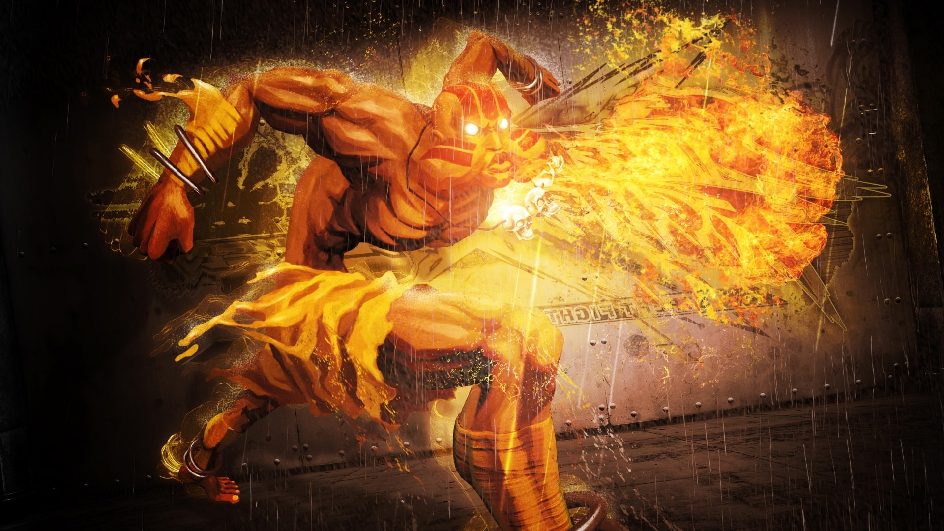 traditional clothing, skill, night, fire - natural phenomenon, motion, Street Fighter, burning, Dhalsim, one person, representation, flame, performance, HD Wallpaper