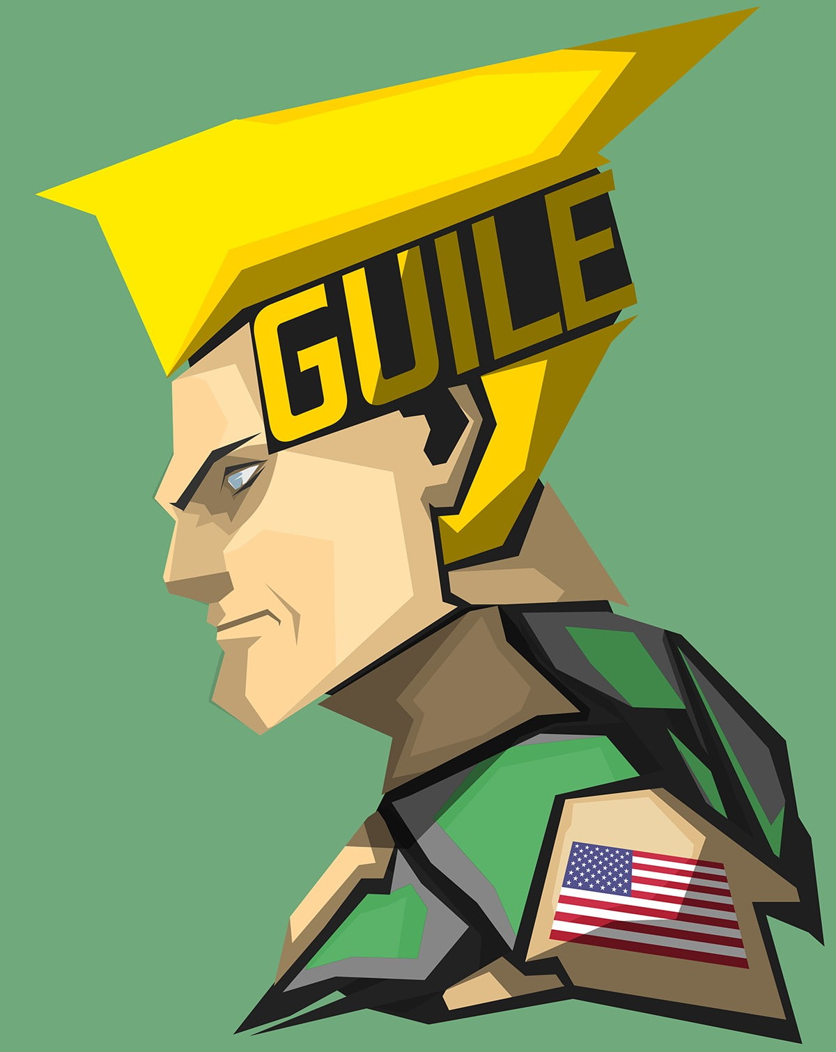 720P, Street Fighter, Capcom, Guile (character), Green Background, video games, Phone HD Wallpaper