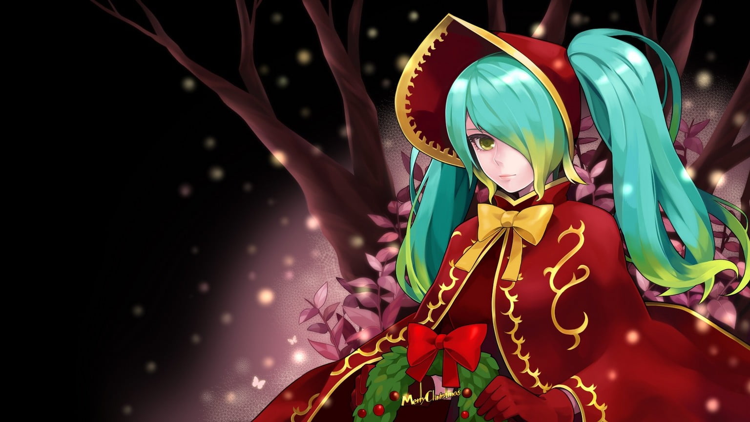 disguise, close-up, green color, focus on foreground, anime, event, costume, Sona (League of Legends), mask, illuminated, mask - disguise, night, multi colored, HD Wallpaper