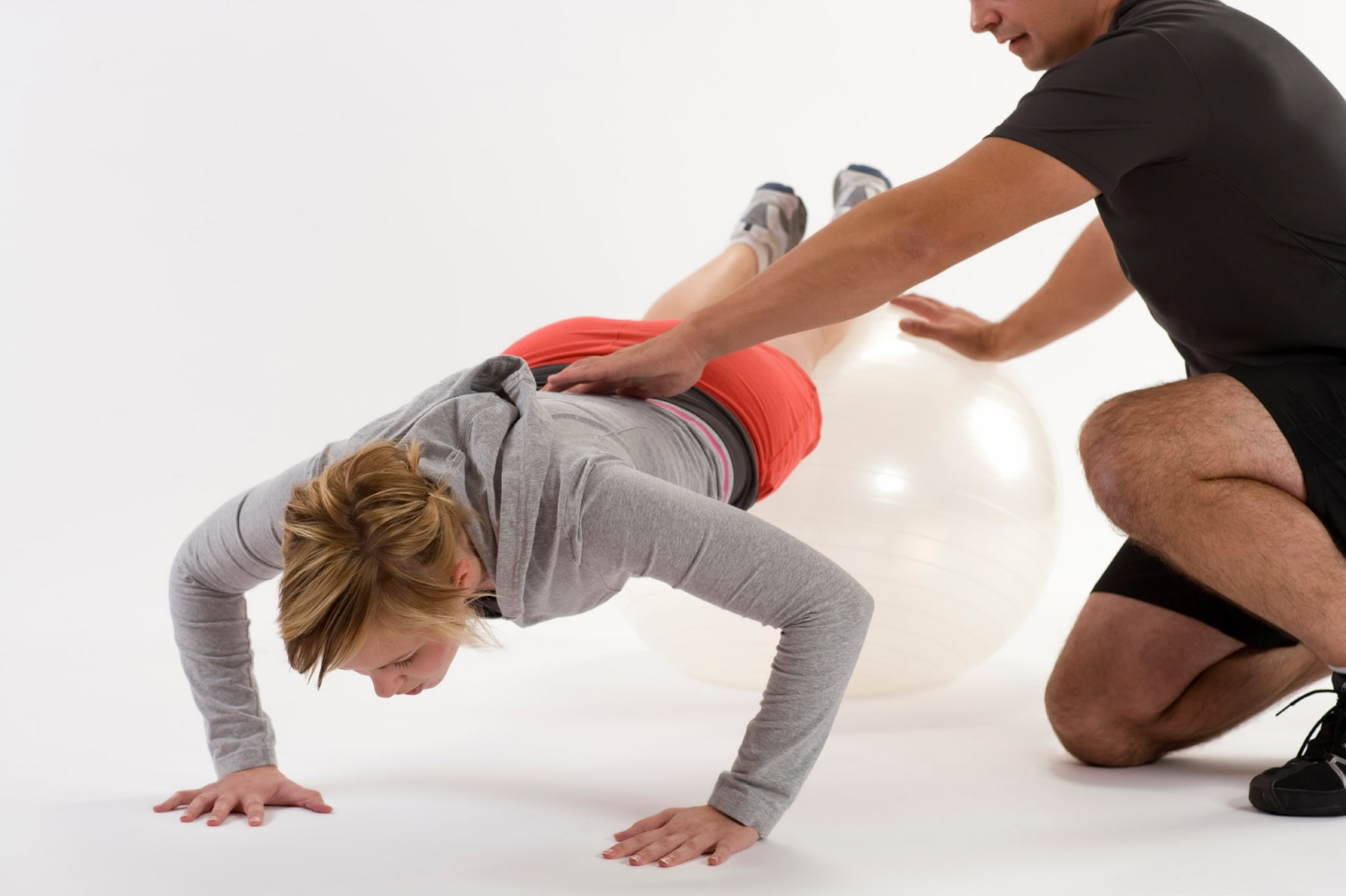 studio shot, men, full length, women, sport, exercising, leisure activity, fitness   themed, bending, young women, people, two people, togetherness, indoors, HD Wallpaper