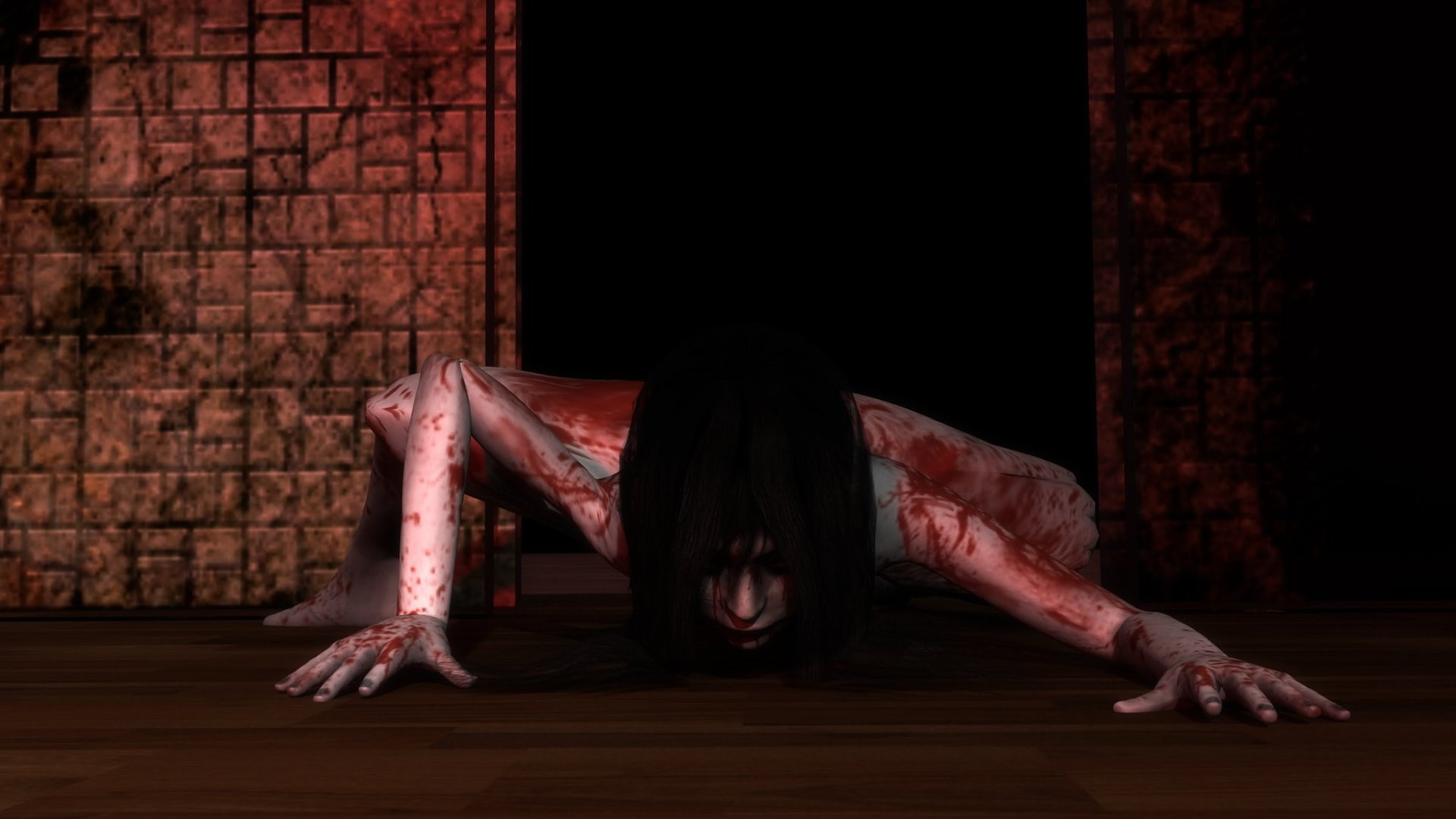 full length, adult, one person, despair, fear, young adult, brick wall, brick, emotion, depression - sadness, ju on the grudge, bending, studio shot, casual clothing, HD Wallpaper