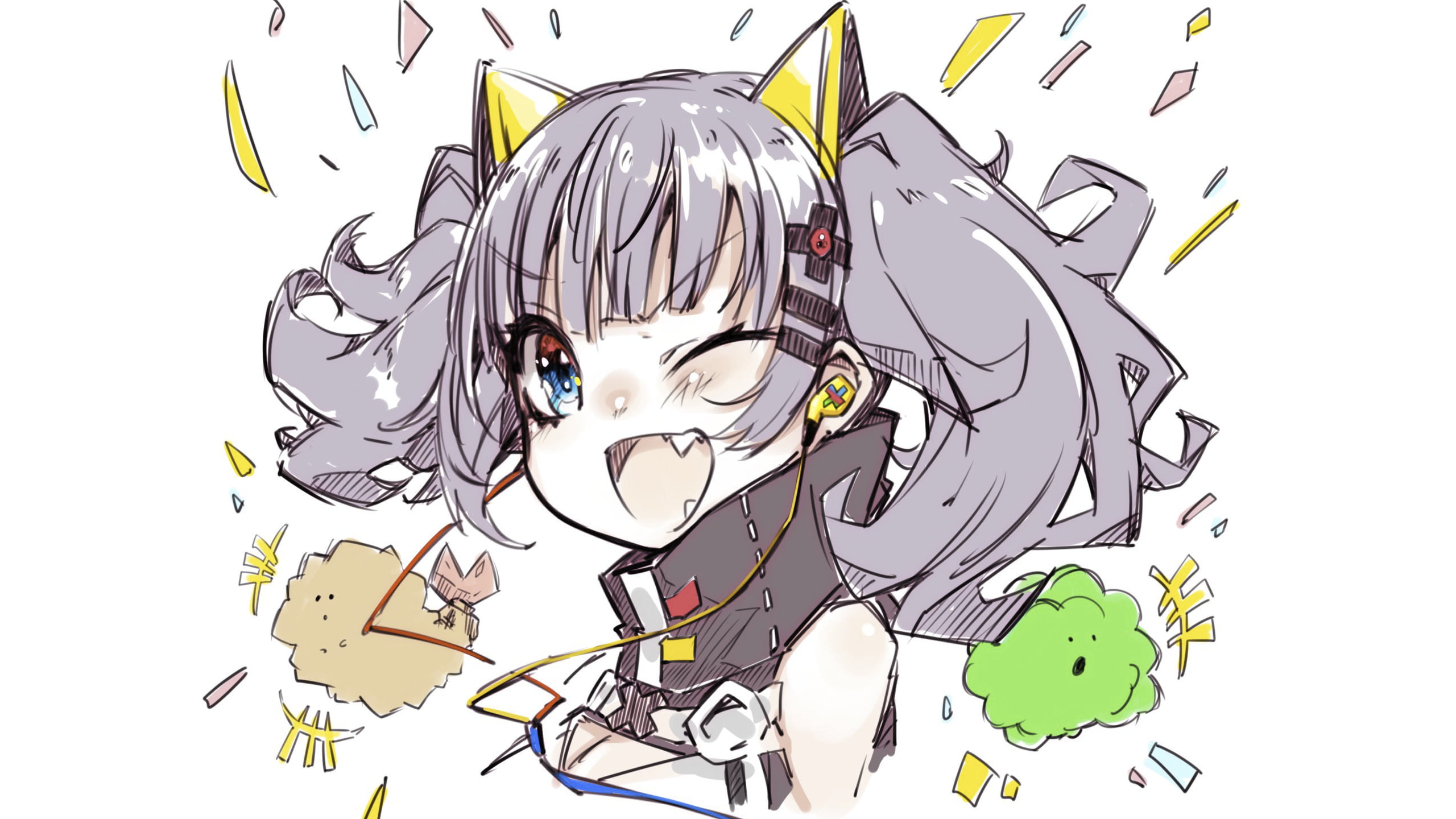 white background, anime, Kaguya Luna, anime girls, Virtual Youtuber, 2K, HD Wallpaper