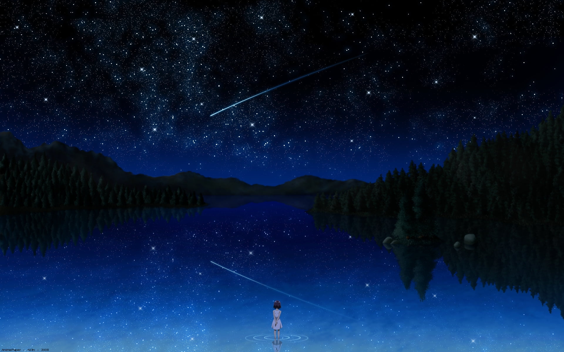 star field, the sky, lake, recreational Pursuit, blue, space, leisure activity, star - Space, real people, landscape, men, infinity, adventure, 1080P, HD Wallpaper