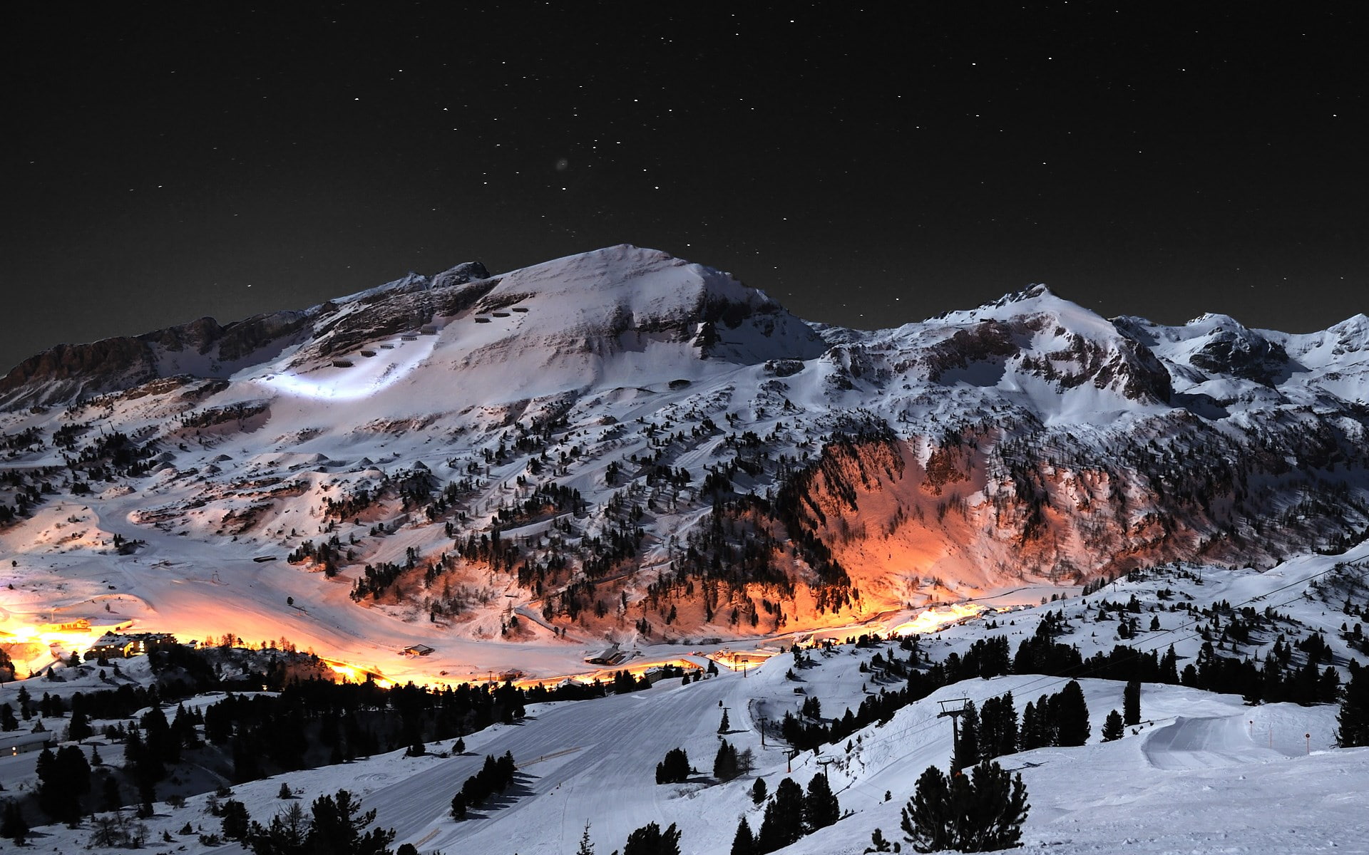 outdoors, astronomy, no people, star - space, landscape, mountain range, winter, sky, beauty in nature, cool background photos nature scenes 1920x1200, HD Wallpaper