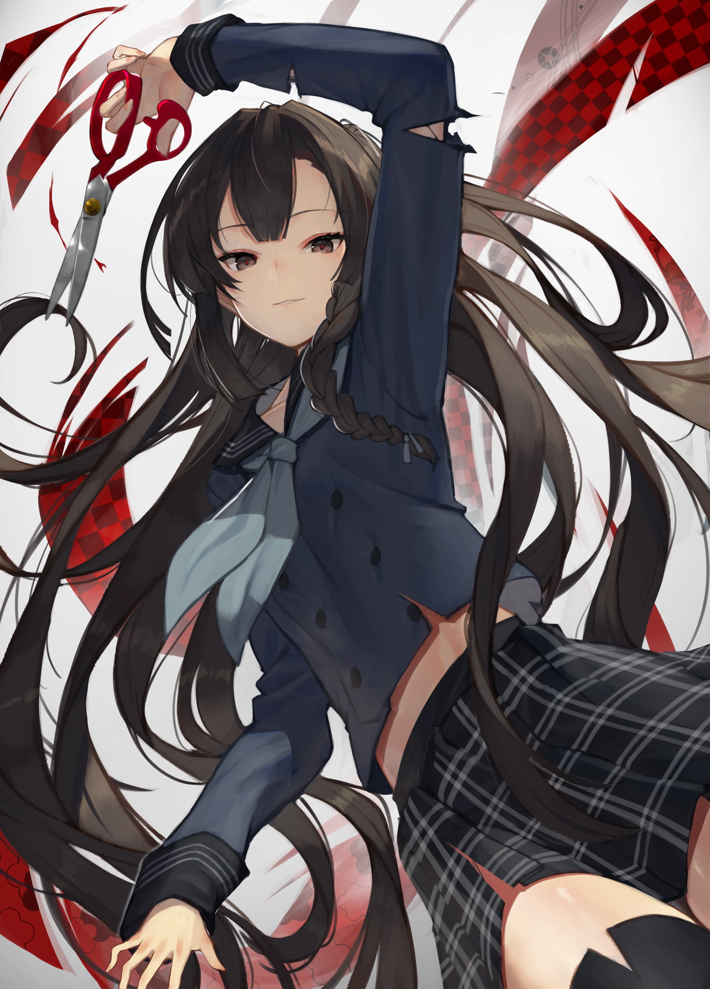 simple background, Sco_ttie, 1080P, original characters, anime, anime girls, Phone HD Wallpaper