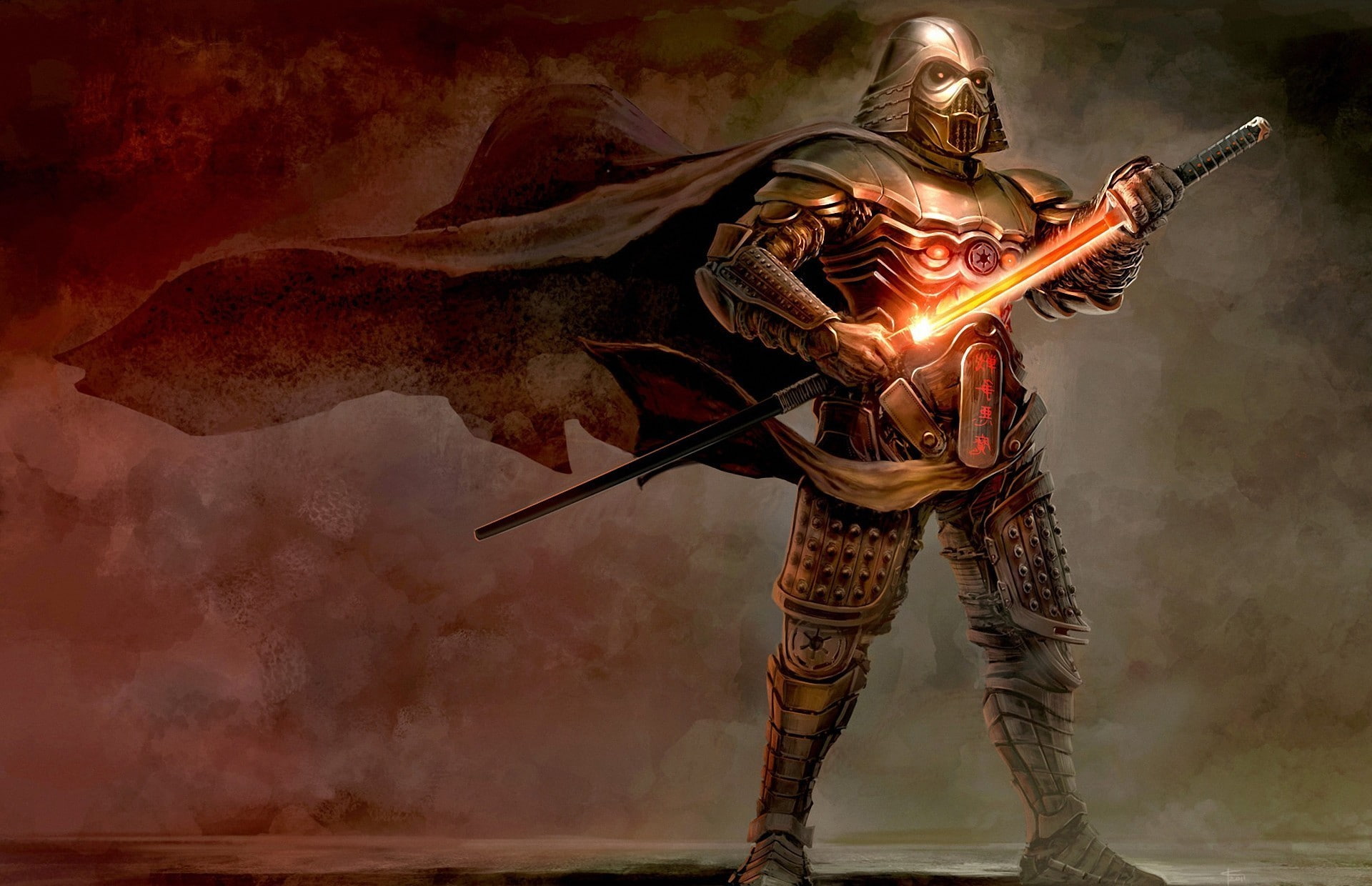 1080P, Star Wars, samurai, Darth Vader, concept art, katana, fantasy art, artwork, sword, HD Wallpaper