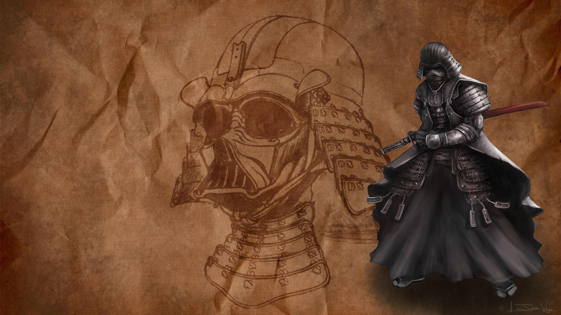 art, movies, Star Wars, vader, entertainment, 1080P, digital, samurai, wars, x, darth, hd, star, HD Wallpaper