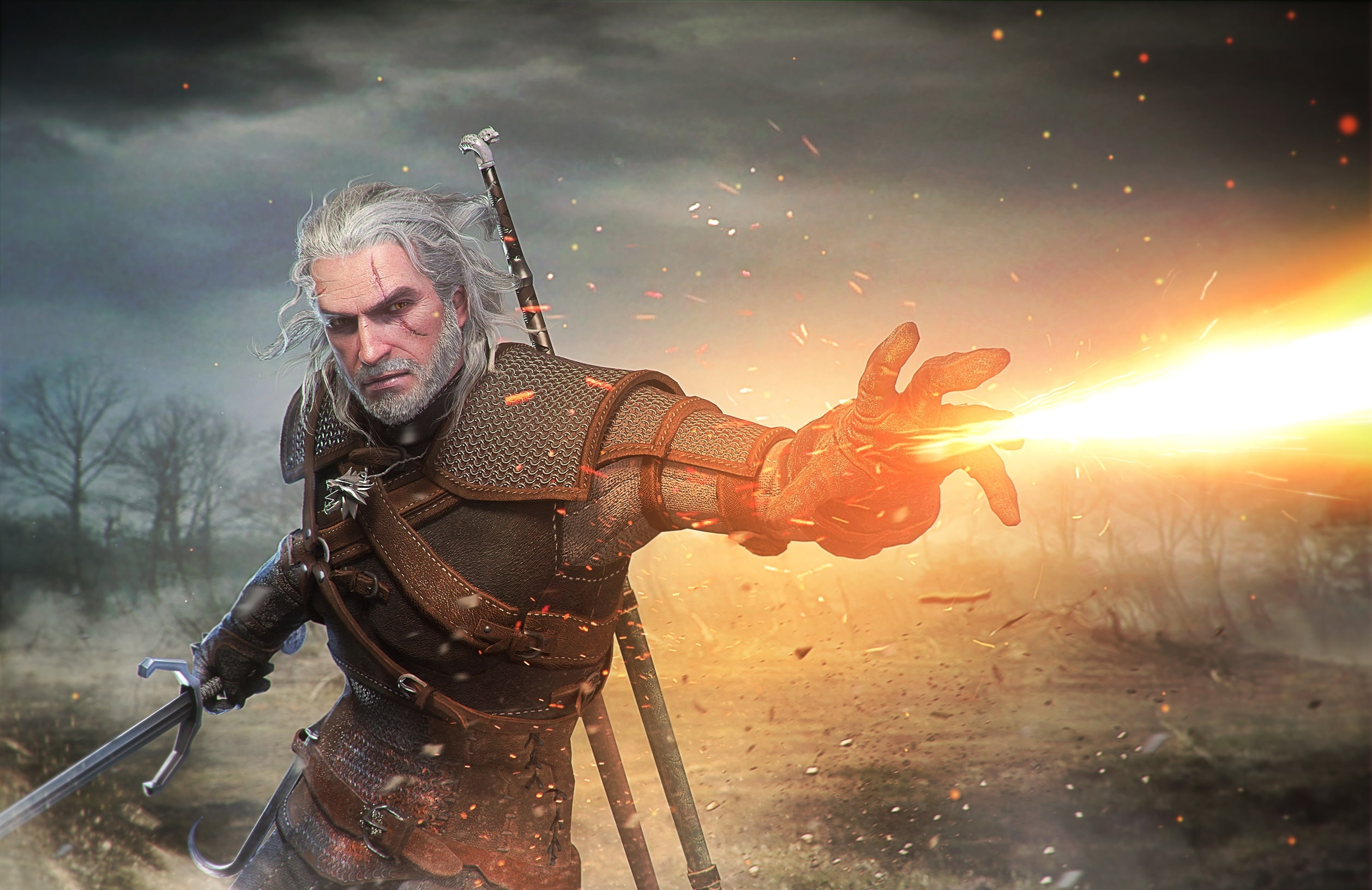 White Wolf, geralt, The Witcher 3: Wild Hunt, 1080P, Ravix of Fourhorn, Geralt of Rivia, Butcher of Blaviken, King-Slayer, Gwynbleidd, Witcher, White One, HD Wallpaper