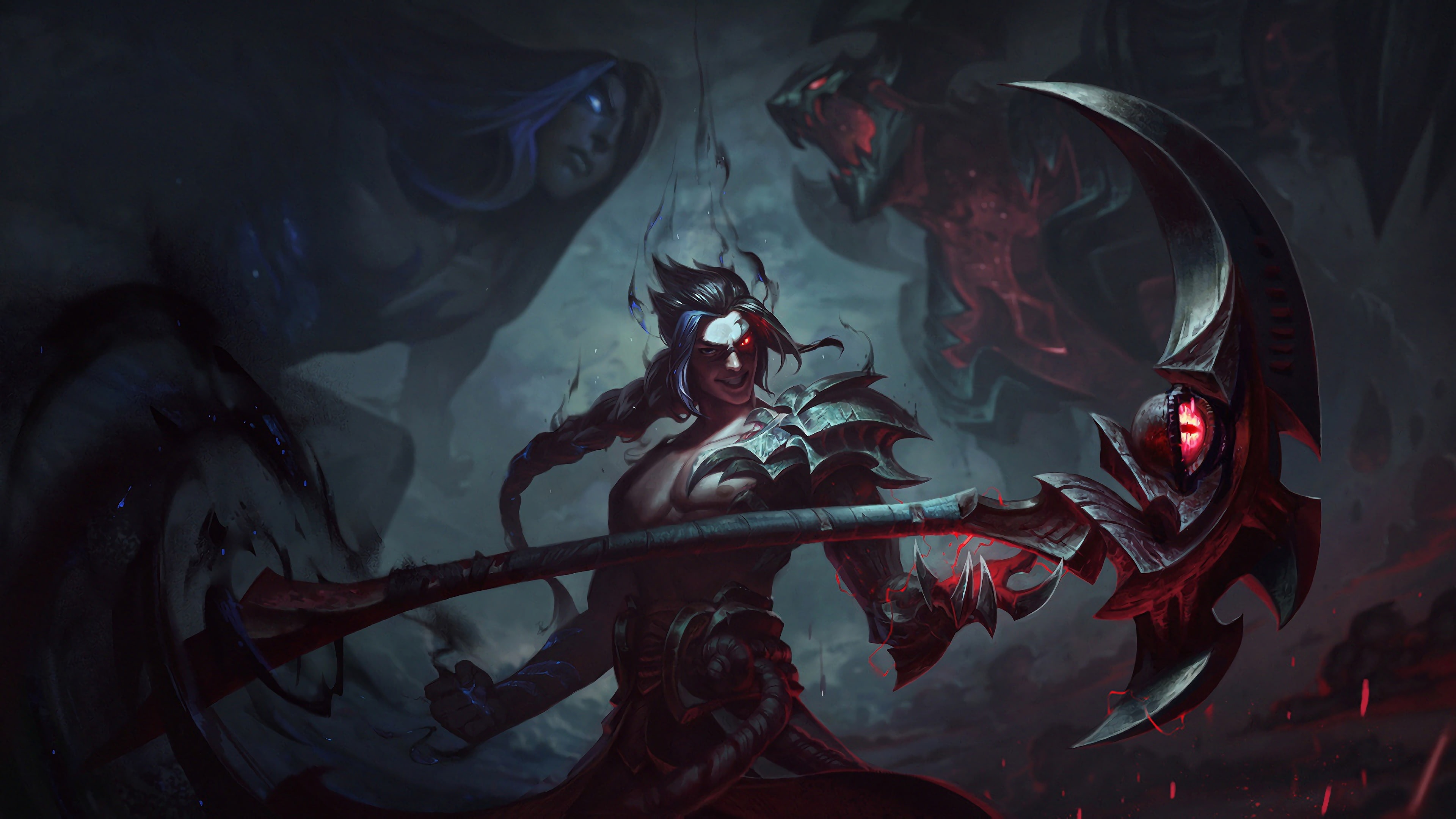Riot Games, Smile, The game, Weapon, 4K, League of legends, Hot springs, Cain, Braid, LoL, Weapons, Pigtail, Game, HD Wallpaper