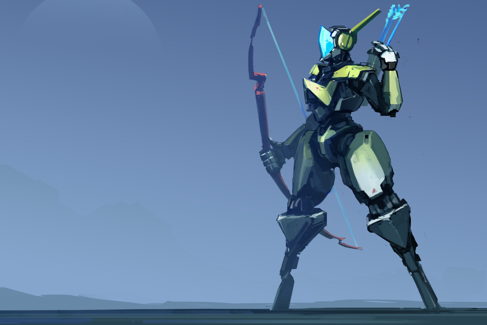 Bow, Robot, Giant, Sci Fi, Archer, Weapon, 1080P, HD Wallpaper