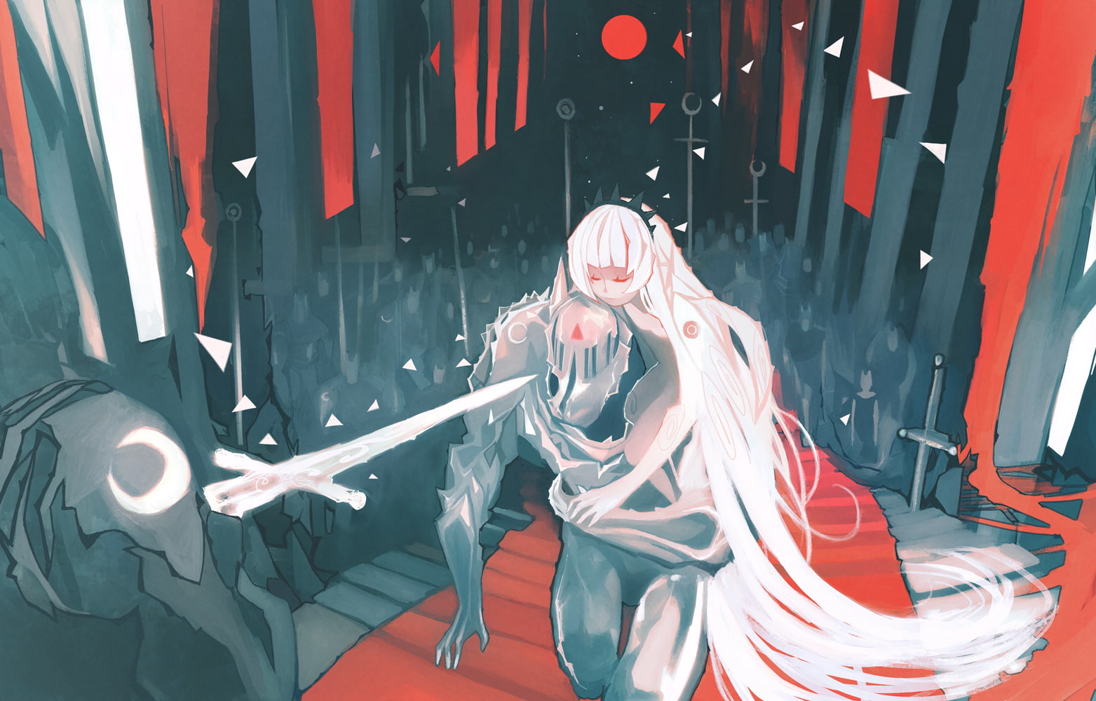 720P, knight, cross, artwork, fantasy art, Nano Mortis, HD Wallpaper