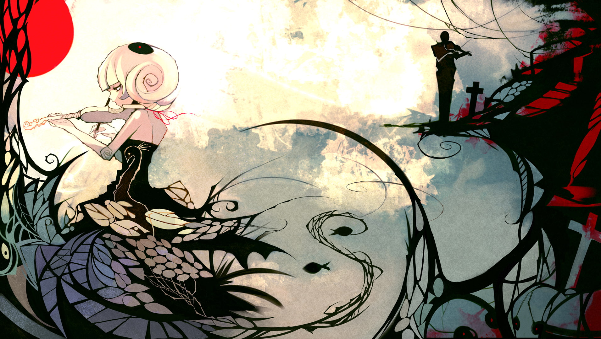 artwork, violin, 720P, Nano Mortis, cross, HD Wallpaper