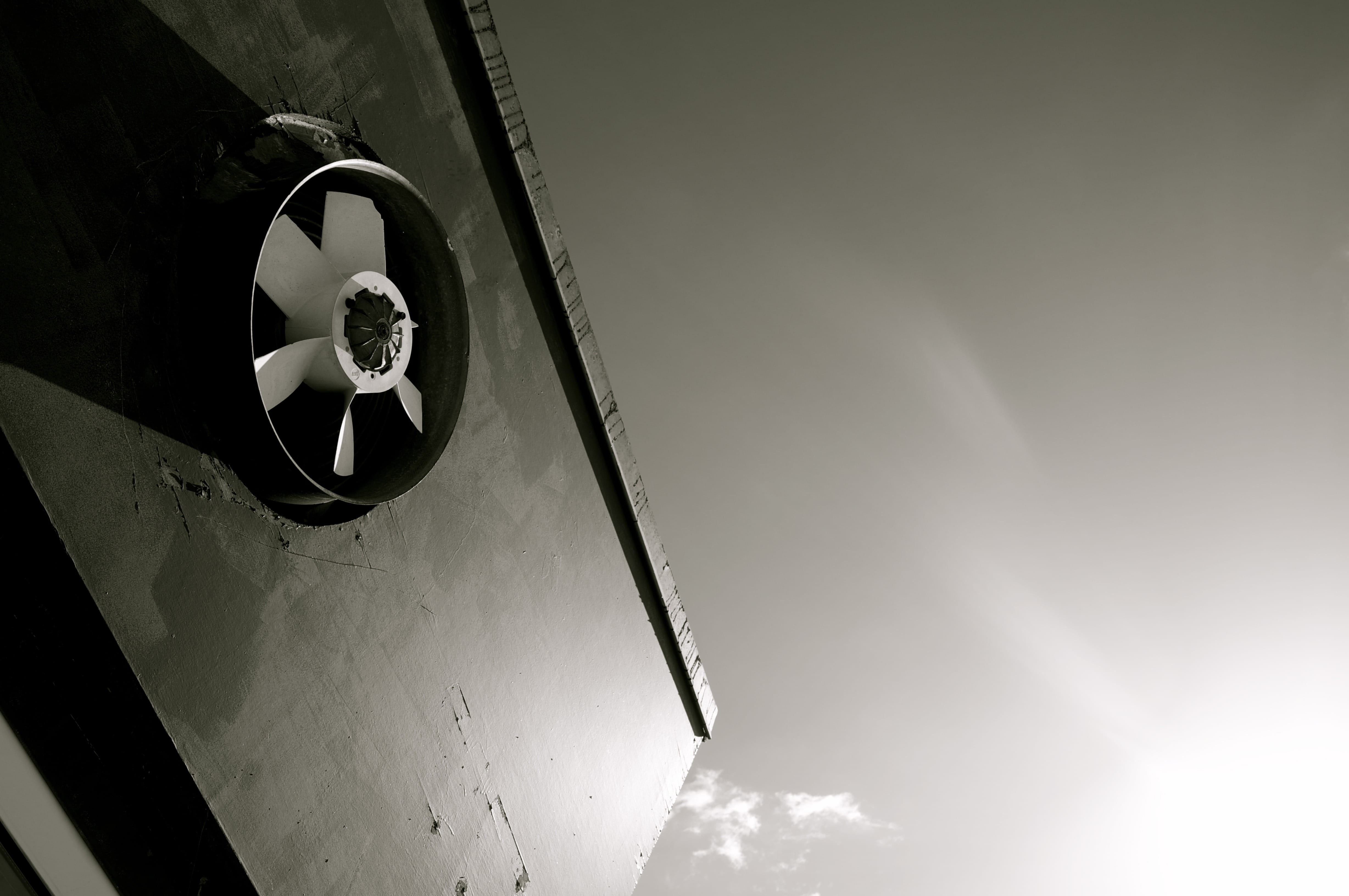 lighting equipment, fan, built structure, nature, metal, propeller, old, no people, architecture, 4K, geometric shape, wall - building feature, indoors, HD Wallpaper