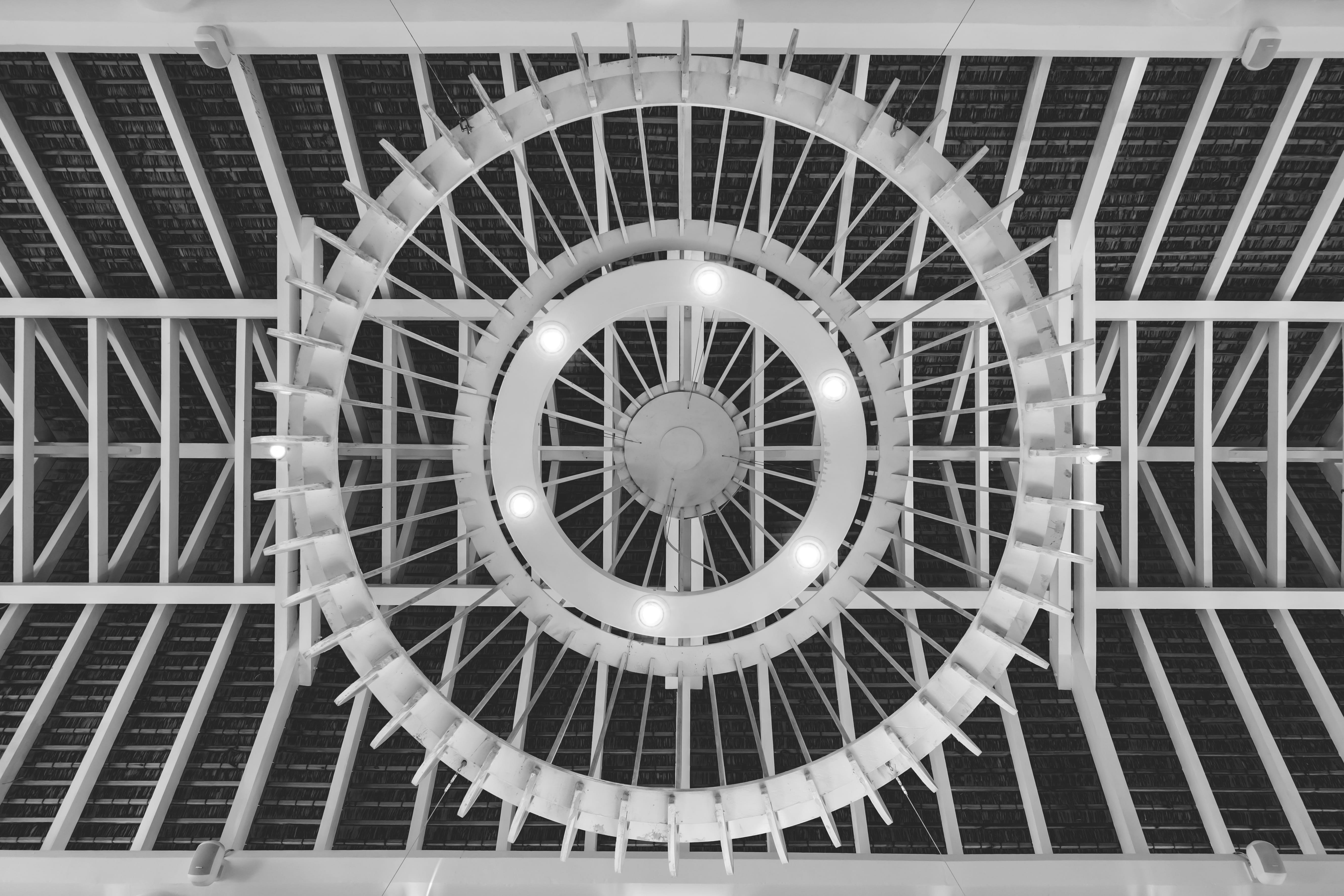 repetition, backgrounds, machine, staircase, railing, shape, architecture, electric fan, day, gate, close-up, clock tower, sphere, handrail, ornament, ornate, HD Wallpaper