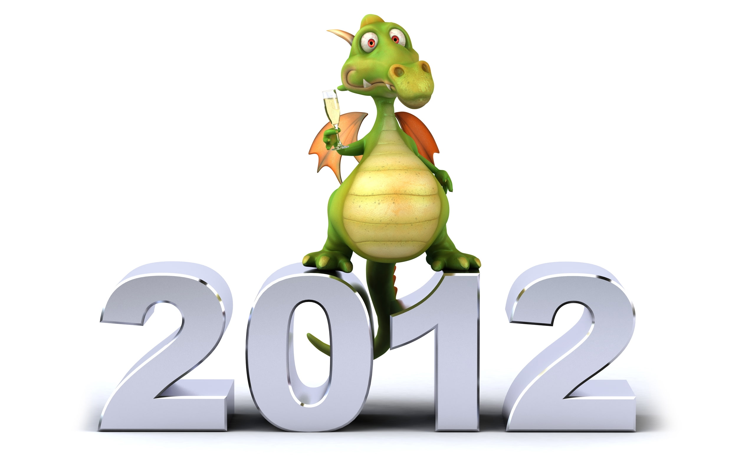 dragon, new year, dragon year, brown, 2012, 2K, animation, green, year, HD Wallpaper