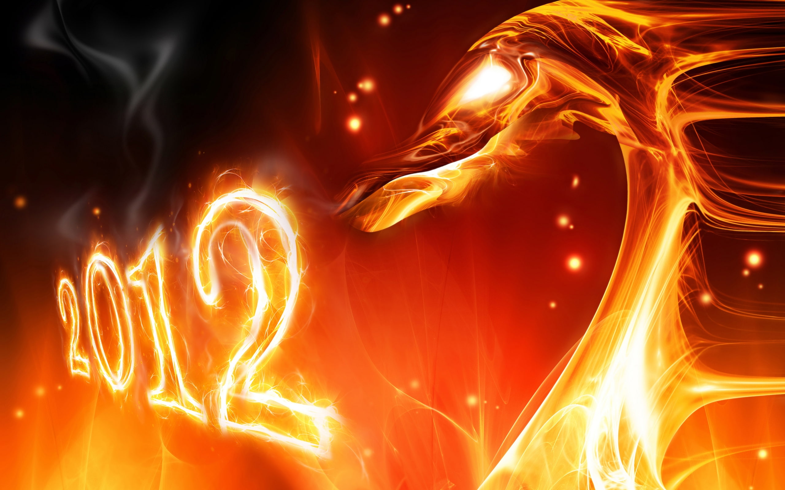 new year, fire, dragon, dragon year, year, 2K, background, HD Wallpaper