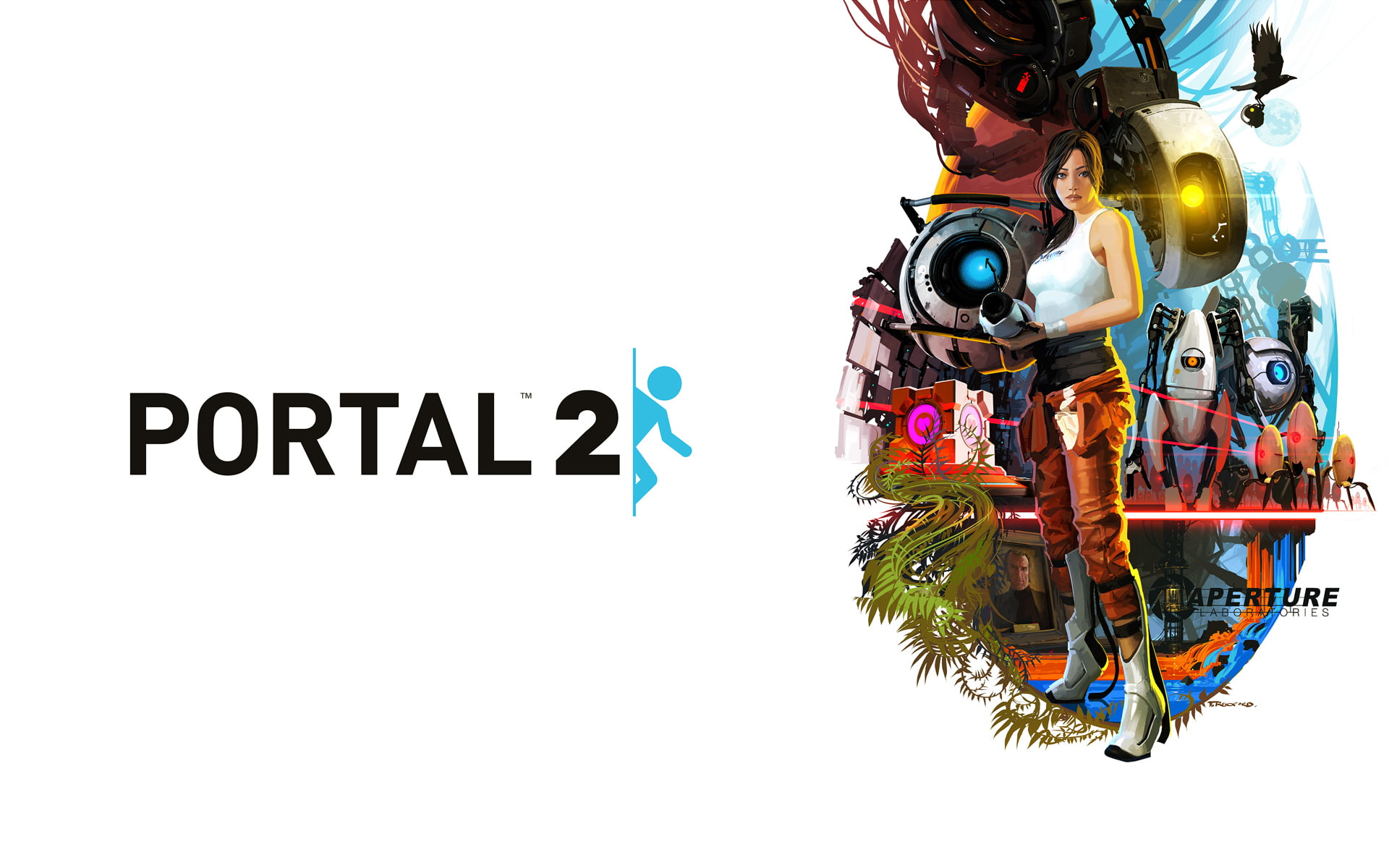 Wheatley, Atlas (Portal), 1080P, Portal 2, video games, GLaDOS, Chell, P body, HD Wallpaper