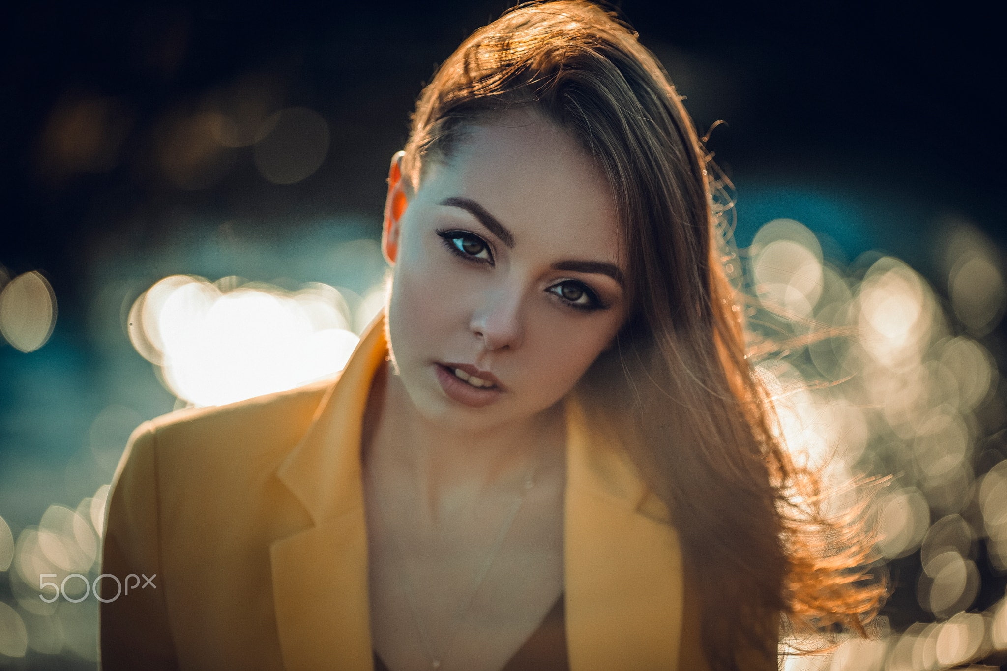 contemplation, young women, beautiful people, nature, human face, lens flare, face, beautiful woman, adult, 500px, looking at camera, outdoors, night, portrait, HD Wallpaper