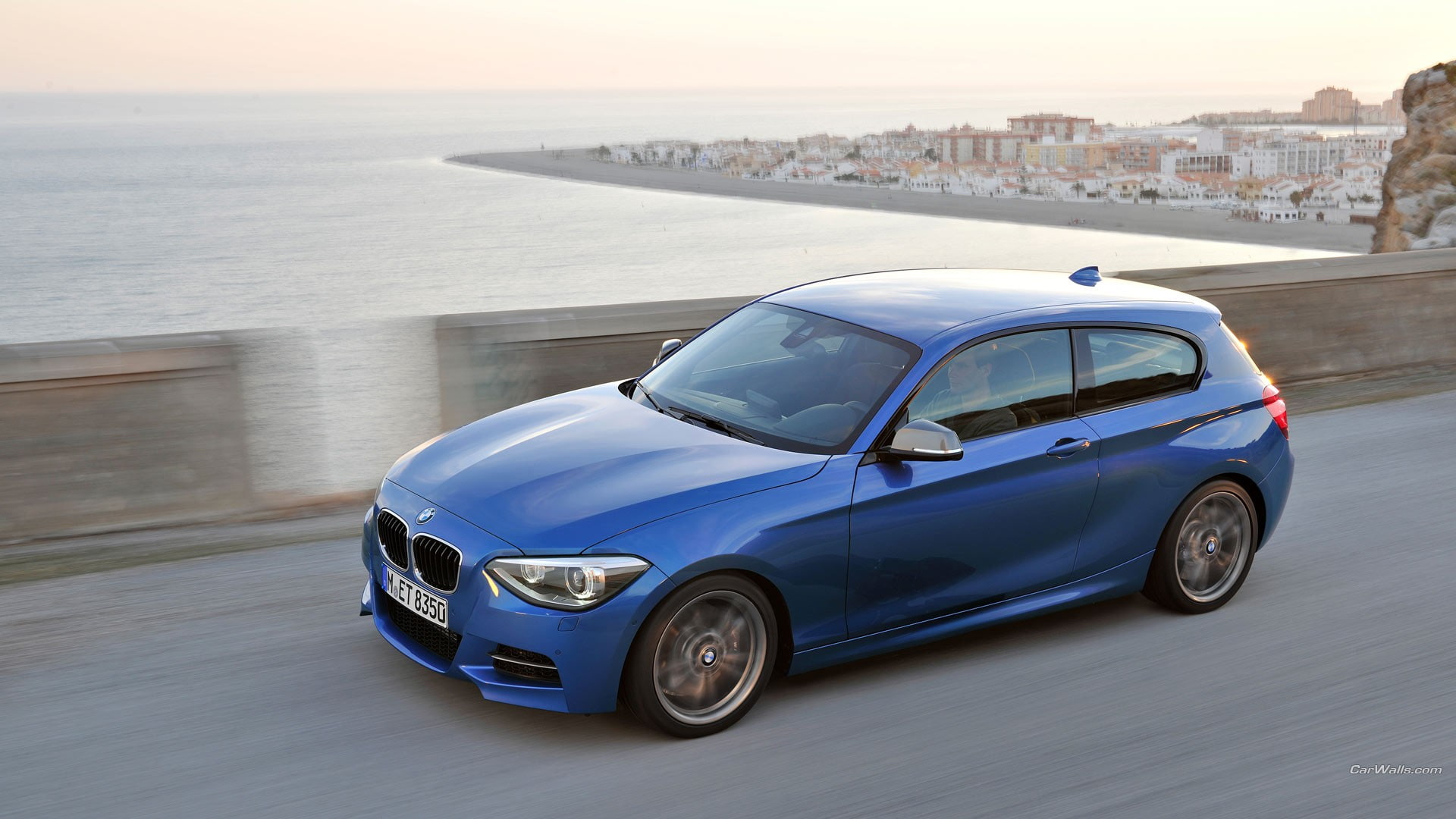 day, no people, sea, nature, chrome, sky, motor vehicle, vehicle, architecture, luxury, land vehicle, BMW 1M, mode of transportation, 1080P, car, building exterior, HD Wallpaper