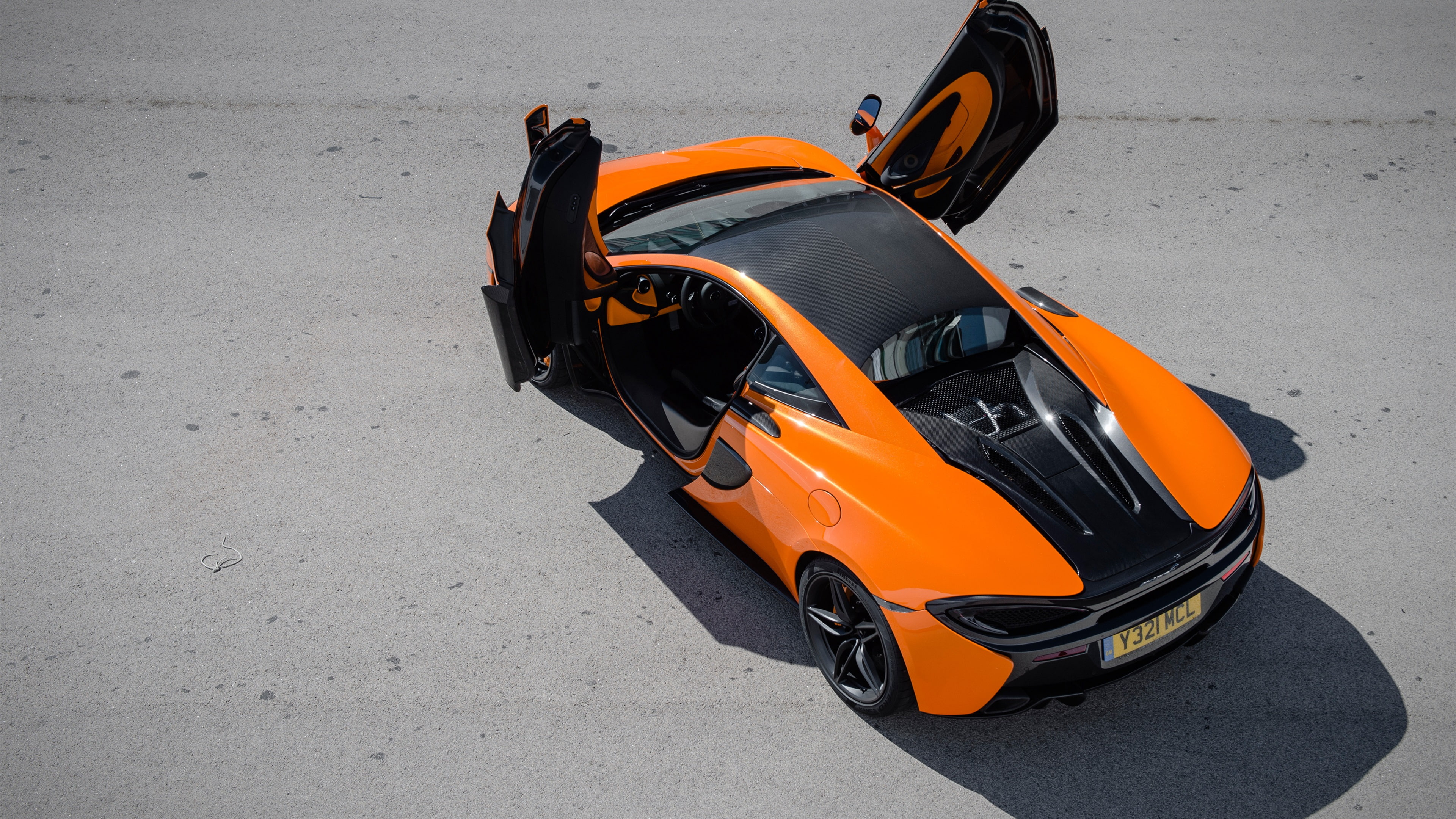 s, Orange, 4K, Opened, 570S, Top, View, Supercar, Mclaren, Doors, HD Wallpaper
